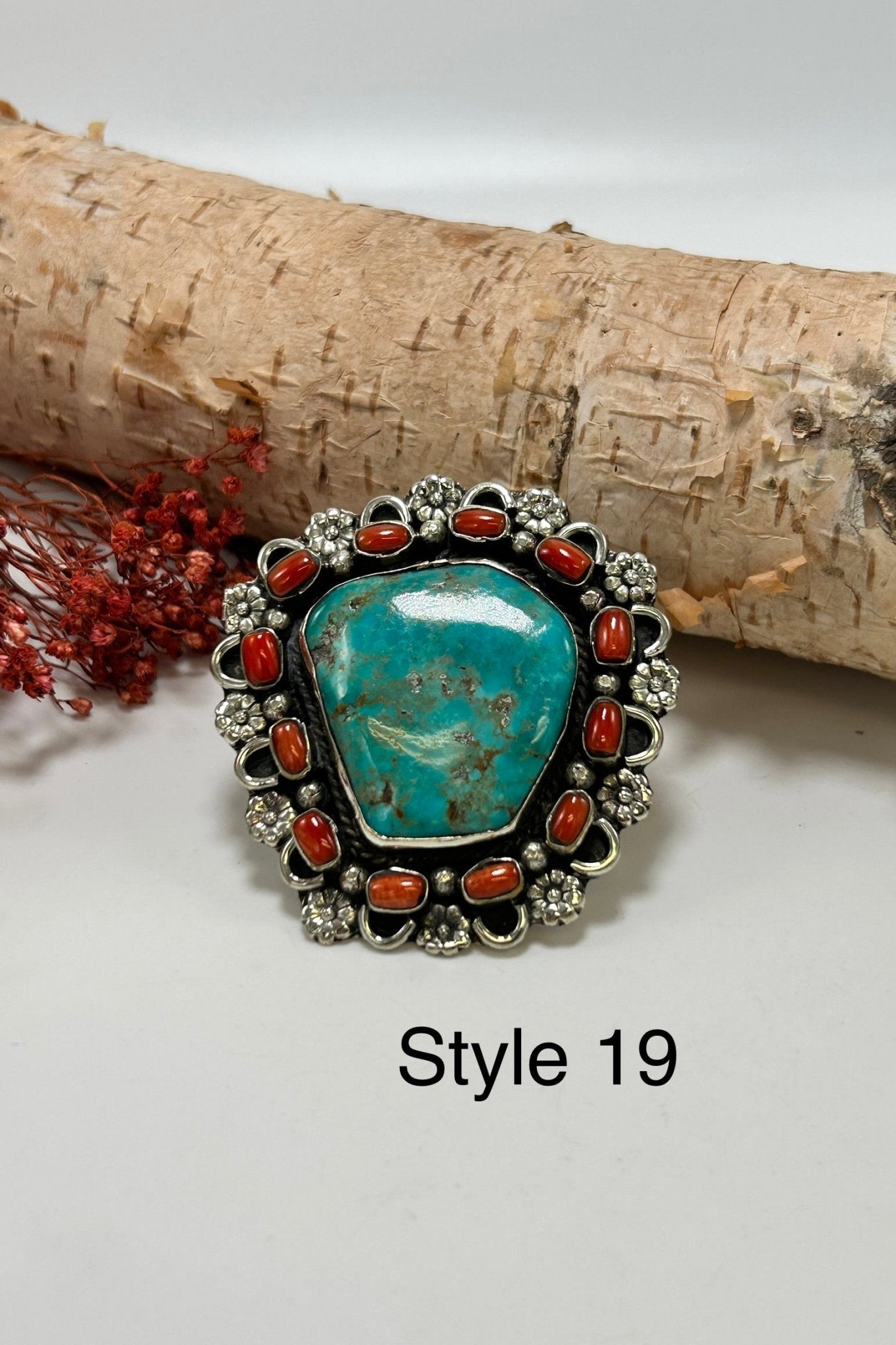 Chunky Turquoise & Carnelian Ring - ivyandlavyboutique ivyandlavyboutique