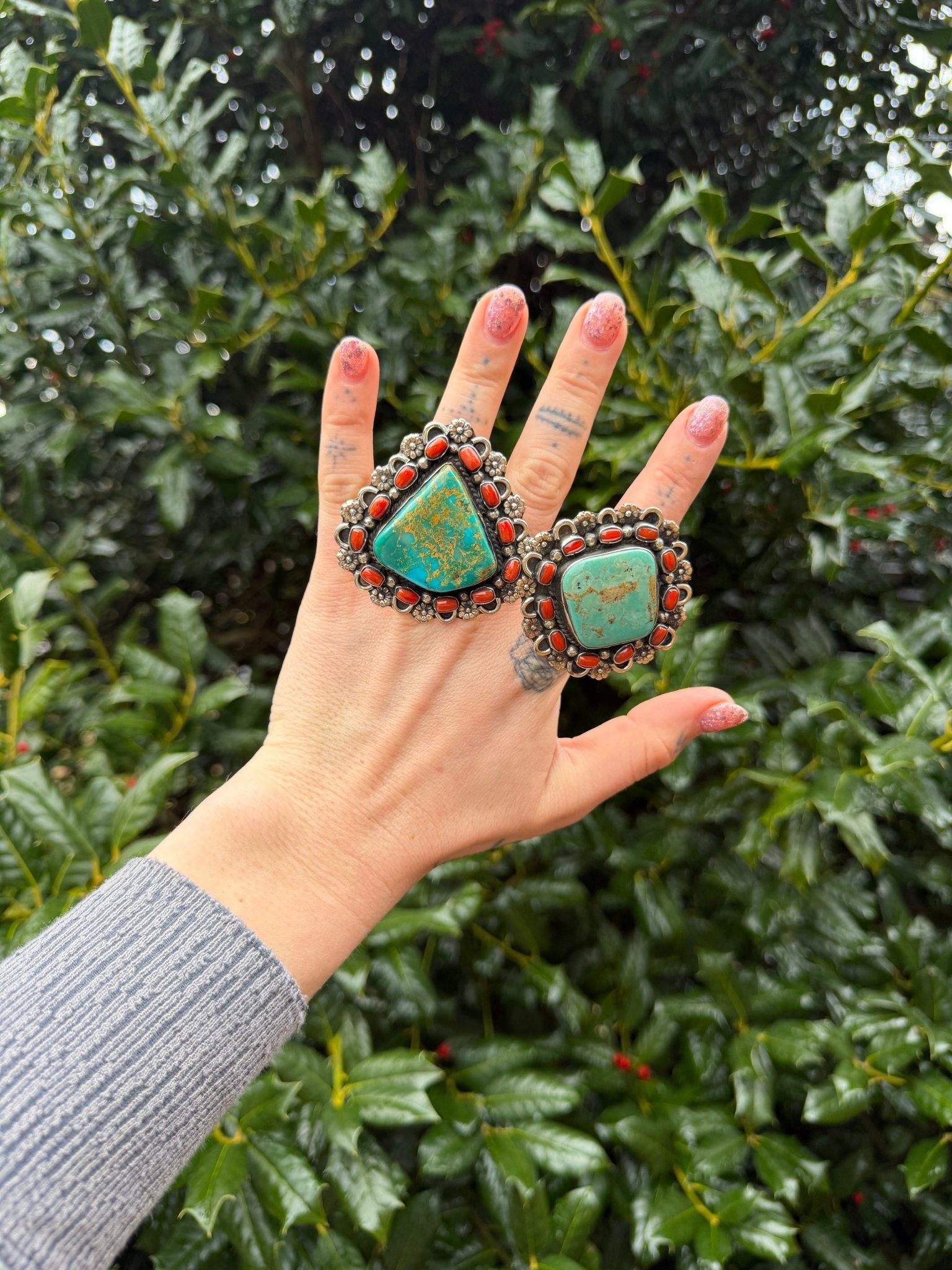Chunky Turquoise & Carnelian Ring - ivyandlavyboutique ivyandlavyboutique