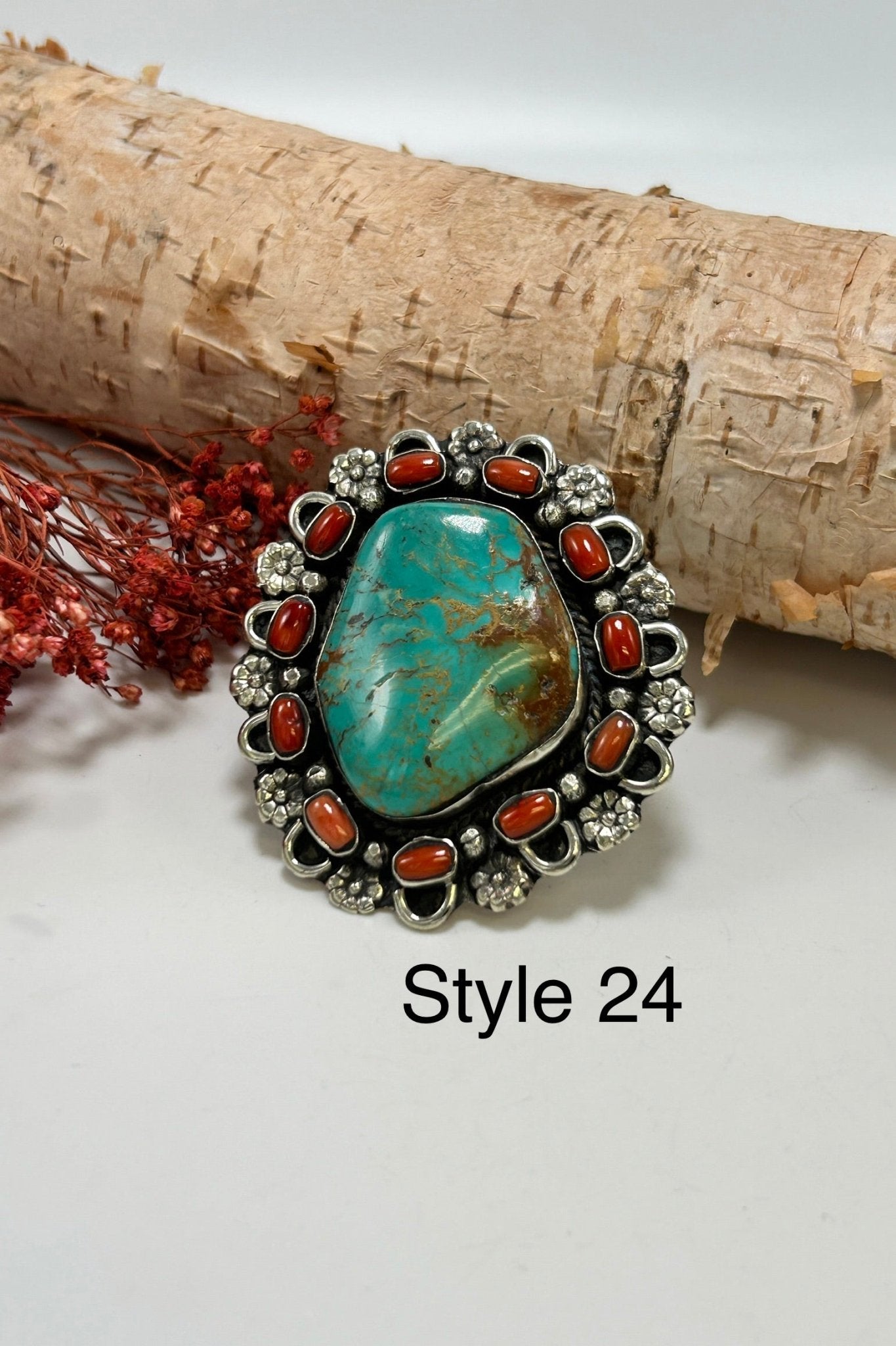 Chunky Turquoise & Carnelian Ring - ivyandlavyboutique ivyandlavyboutique