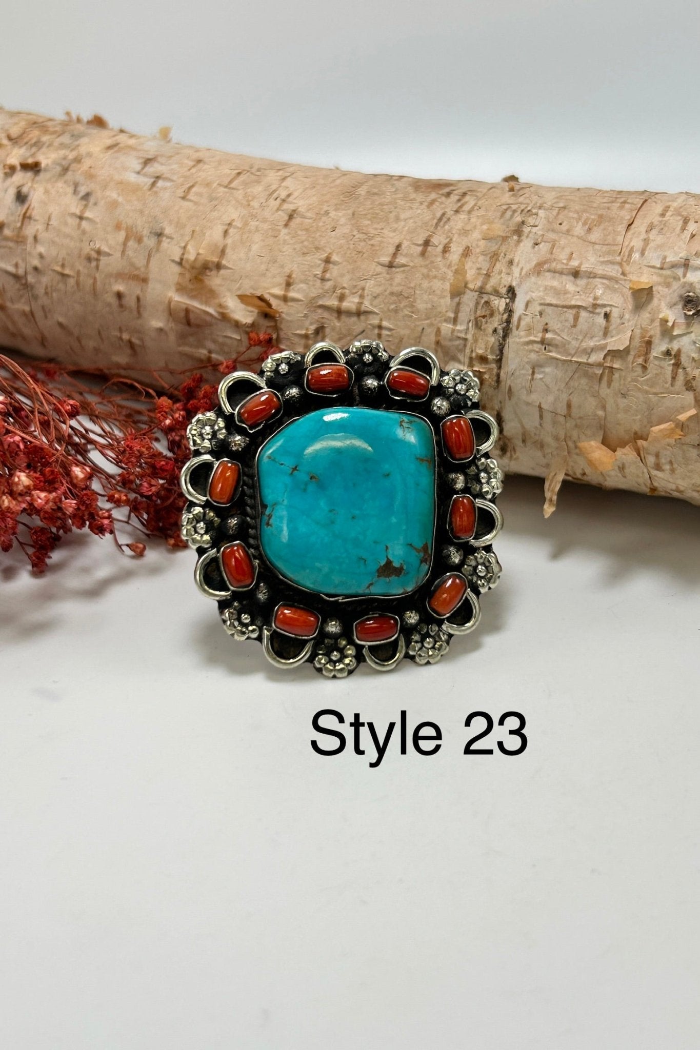 Chunky Turquoise & Carnelian Ring - ivyandlavyboutique ivyandlavyboutique