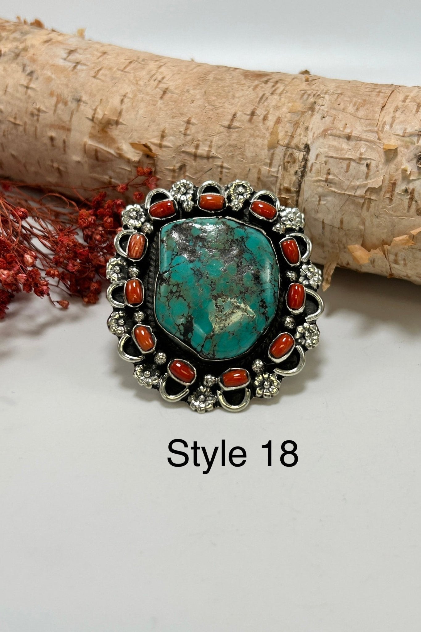 Chunky Turquoise & Carnelian Ring - ivyandlavyboutique ivyandlavyboutique