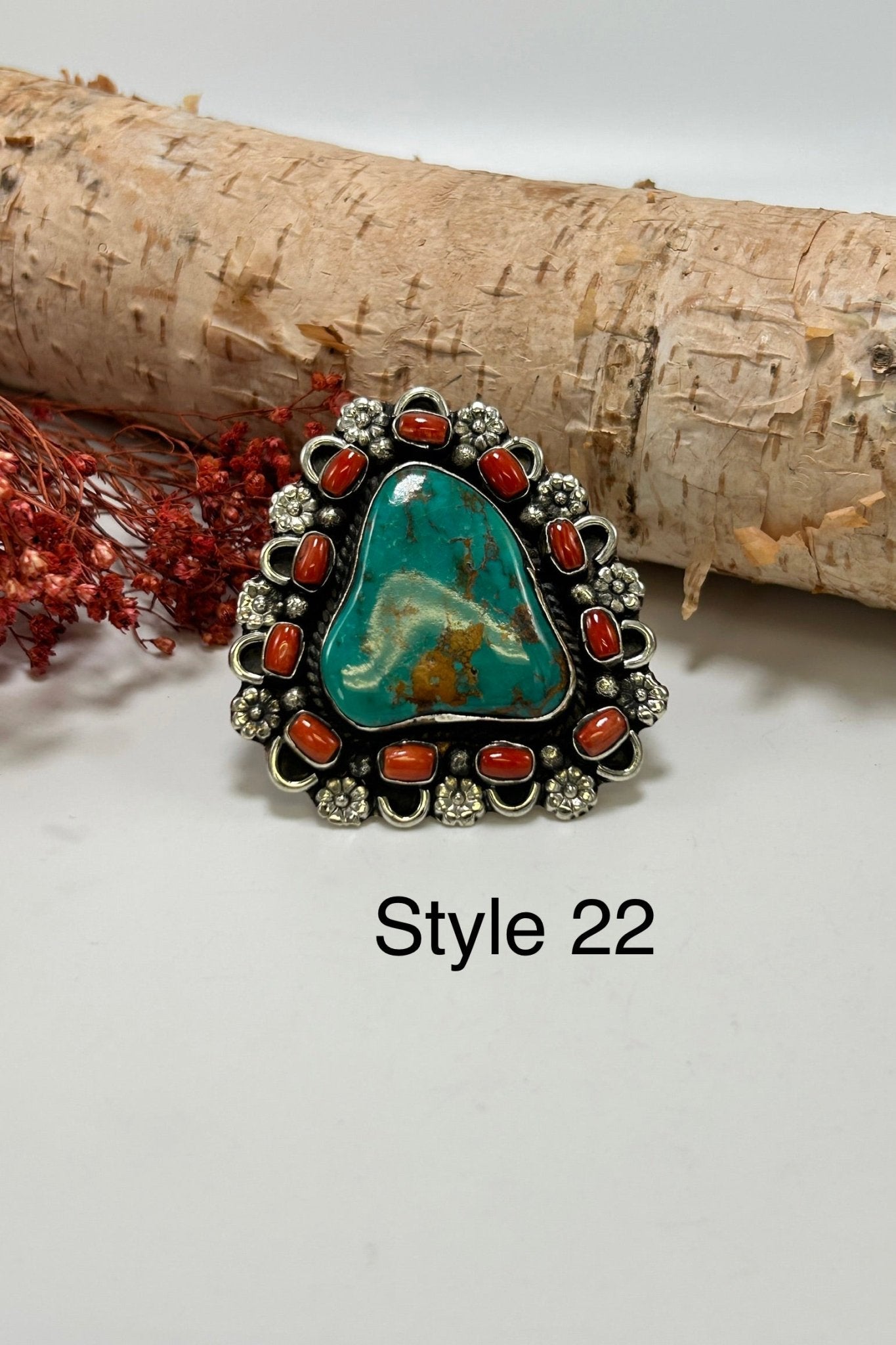 Chunky Turquoise & Carnelian Ring - ivyandlavyboutique ivyandlavyboutique