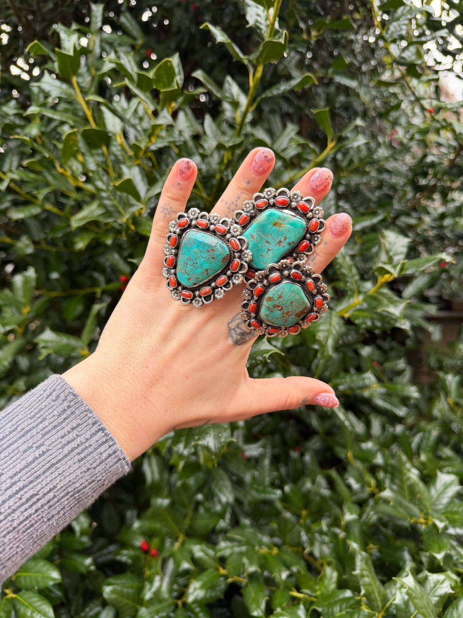 Chunky Turquoise & Carnelian Ring - ivyandlavyboutique ivyandlavyboutique