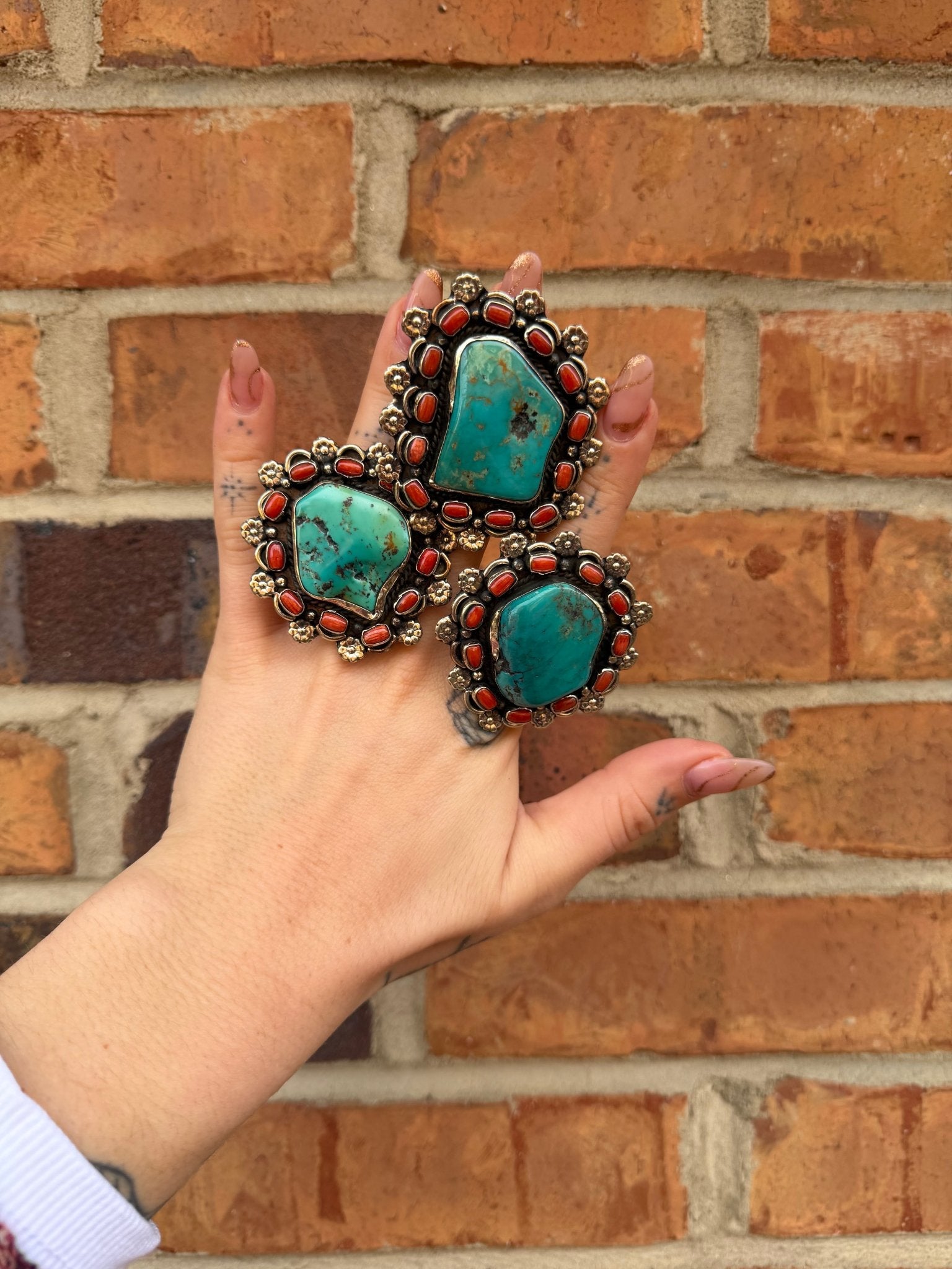 Chunky Turquoise & Carnelian Ring - ivyandlavyboutique ivyandlavyboutique