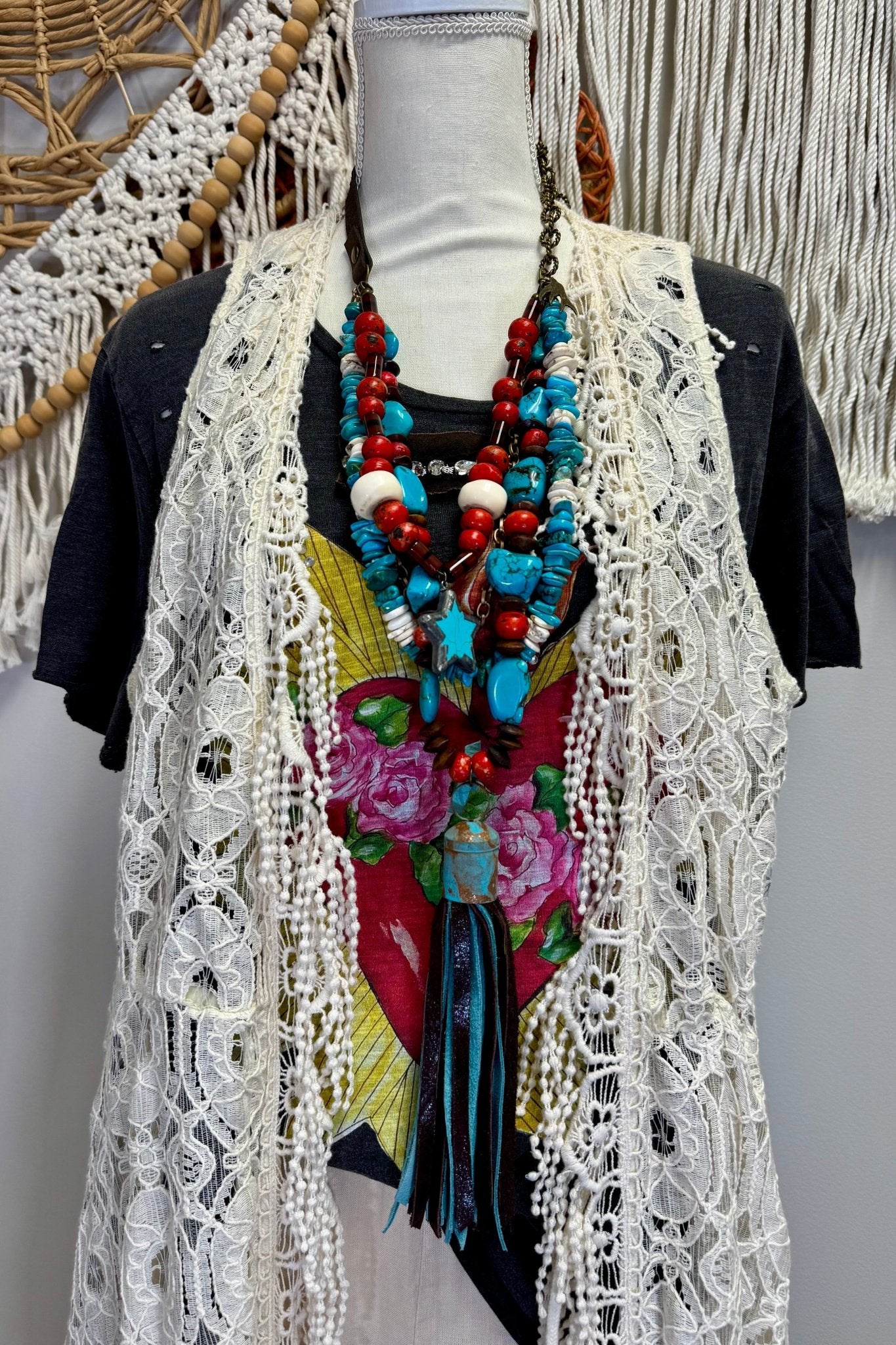 Chunky Turquoise Coral Star Necklace - ivyandlavyboutique A Rare Bird Shop