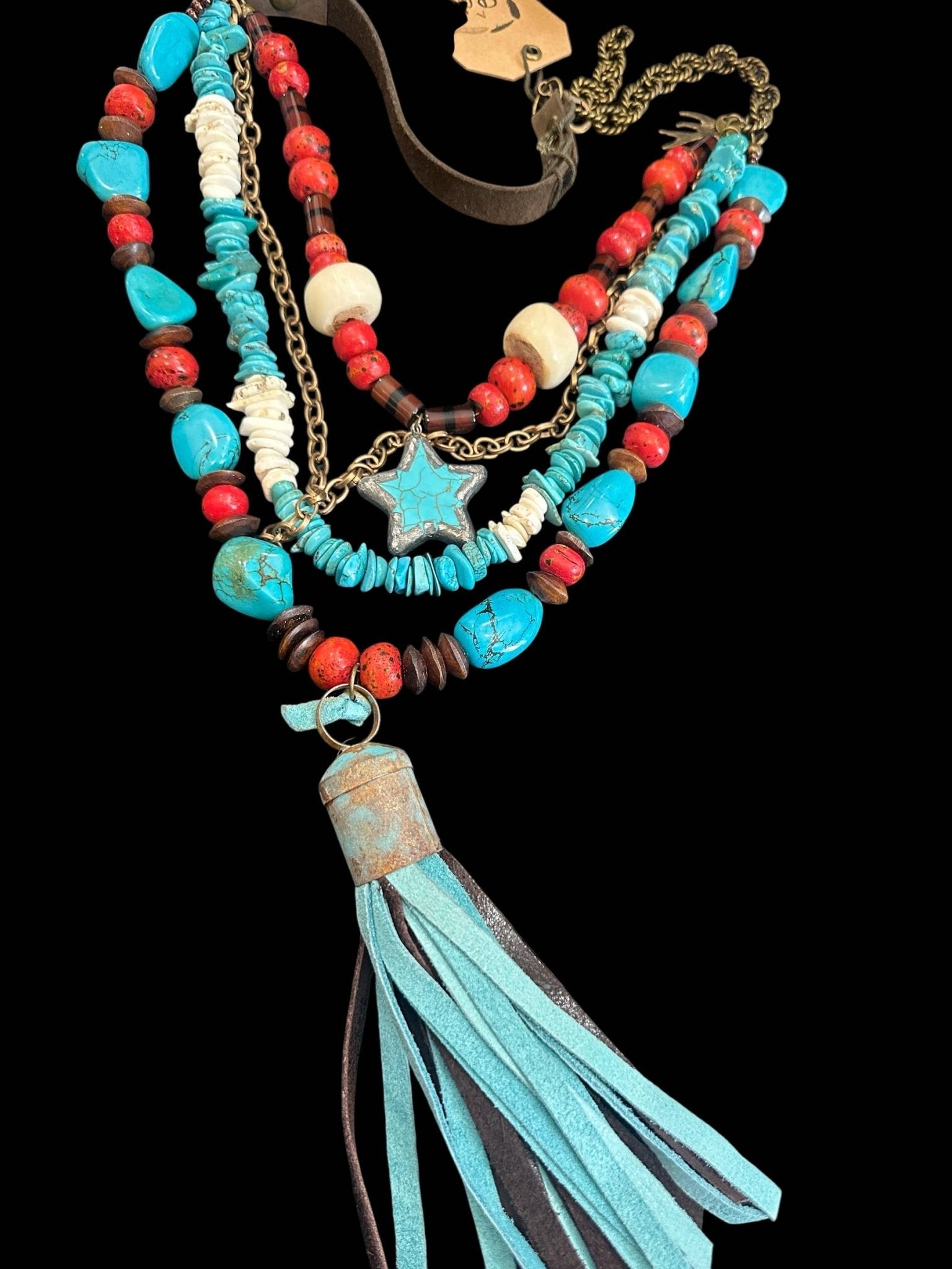 Chunky Turquoise Coral Star Necklace - ivyandlavyboutique A Rare Bird Shop