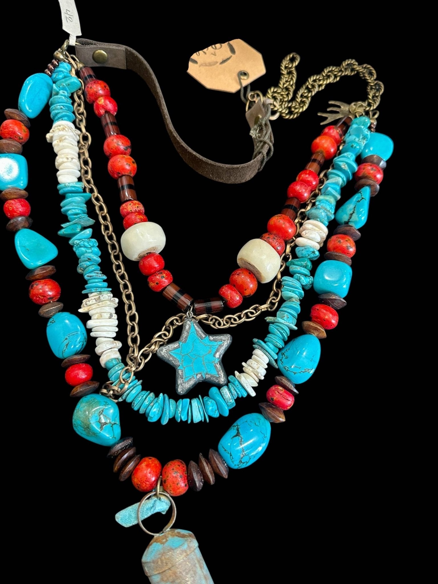 Chunky Turquoise Coral Star Necklace - ivyandlavyboutique A Rare Bird Shop