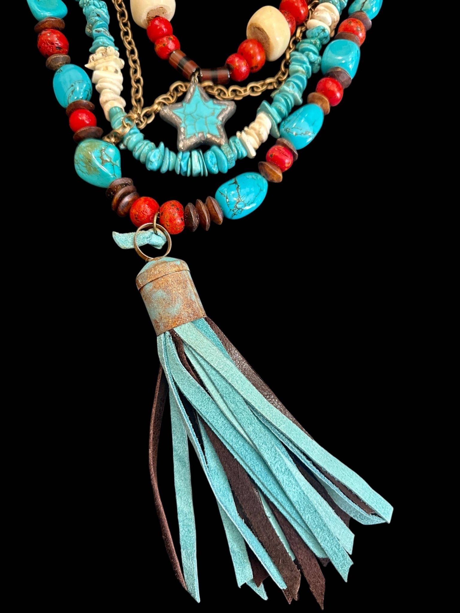 Chunky Turquoise Coral Star Necklace - ivyandlavyboutique A Rare Bird Shop