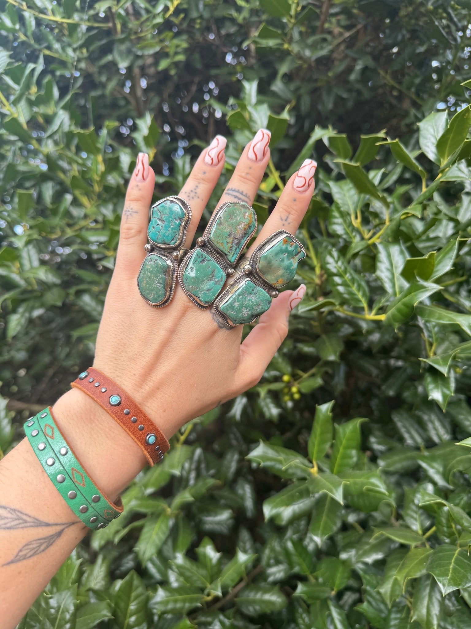 Chunky Turquoise Nugget Ring Set 1 - ivyandlavyboutique ivyandlavyboutique