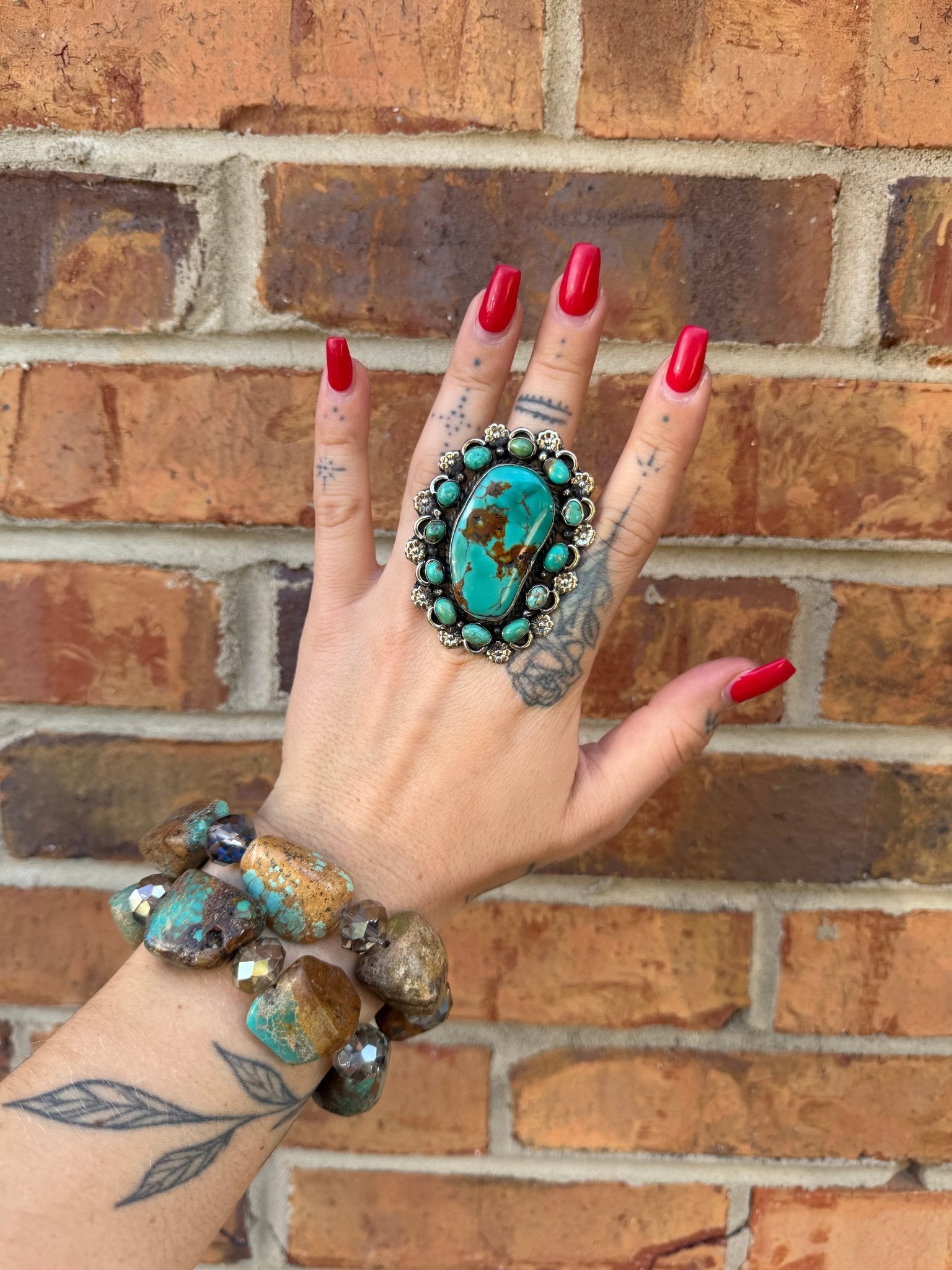 Chunky Turquoise on Turquoise Ring - ivyandlavyboutique ivyandlavyboutique