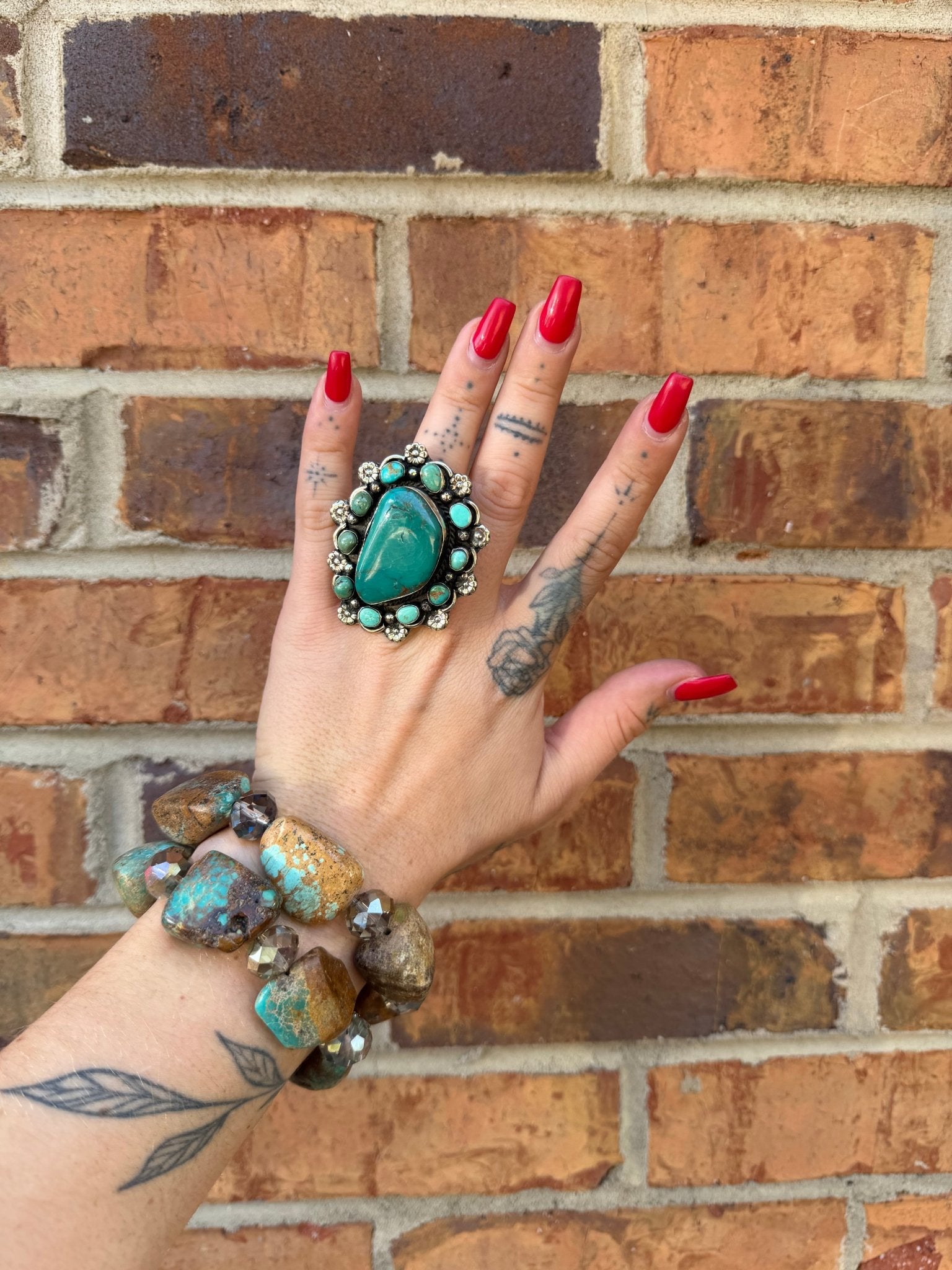 Chunky Turquoise on Turquoise Ring - ivyandlavyboutique ivyandlavyboutique