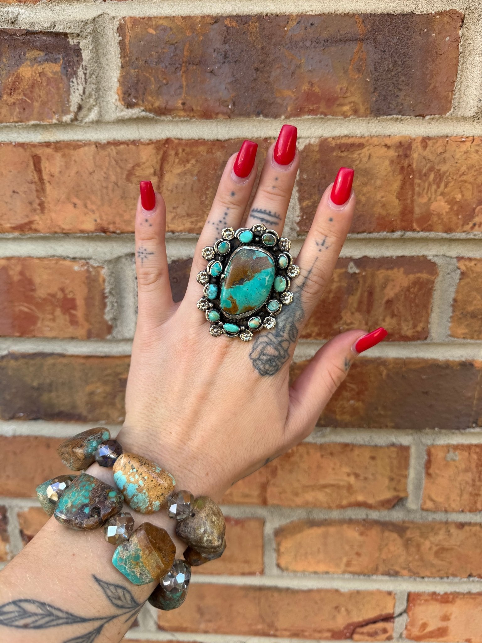 Chunky Turquoise on Turquoise Ring - ivyandlavyboutique ivyandlavyboutique