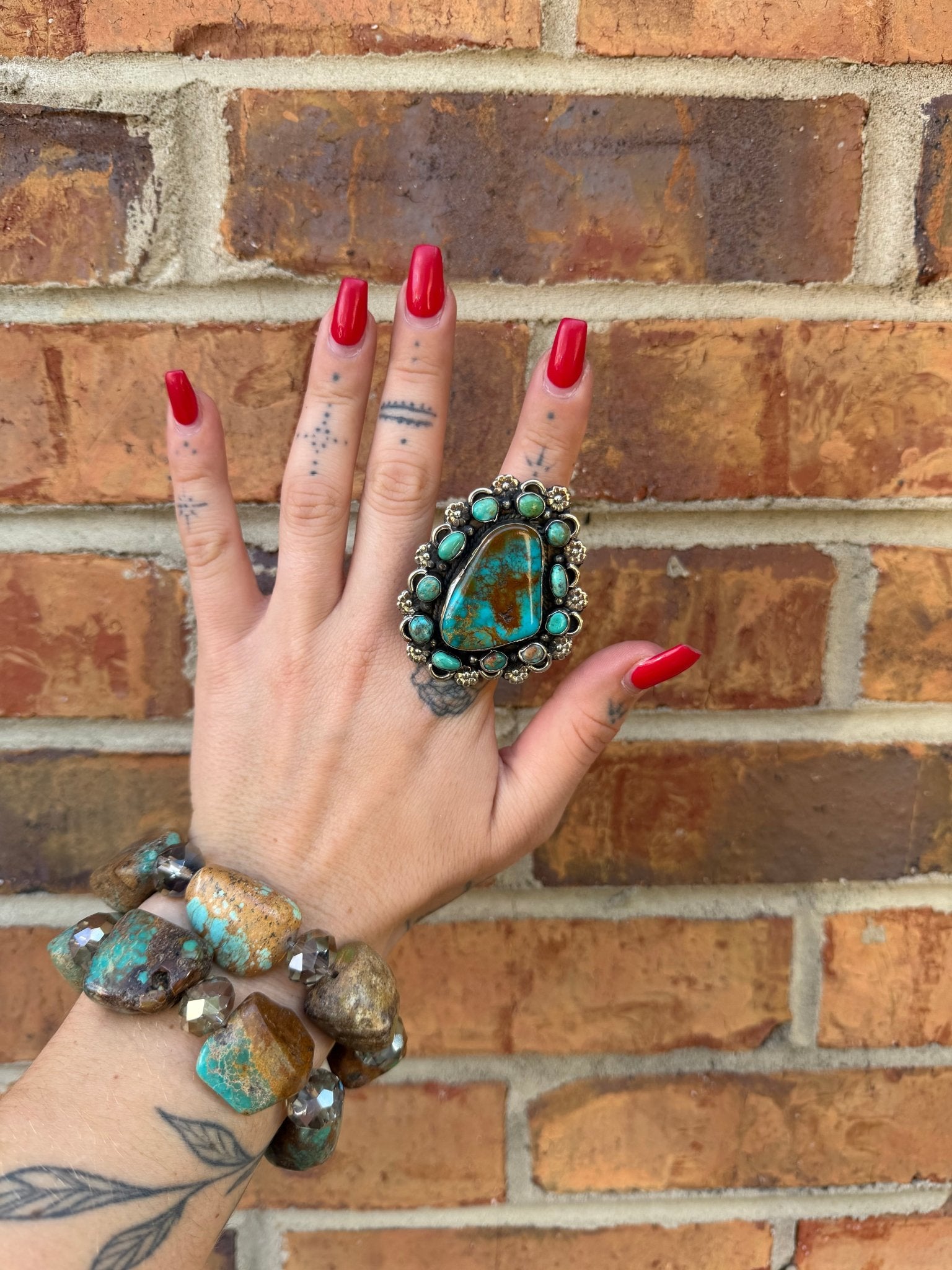 Chunky Turquoise on Turquoise Ring - ivyandlavyboutique ivyandlavyboutique
