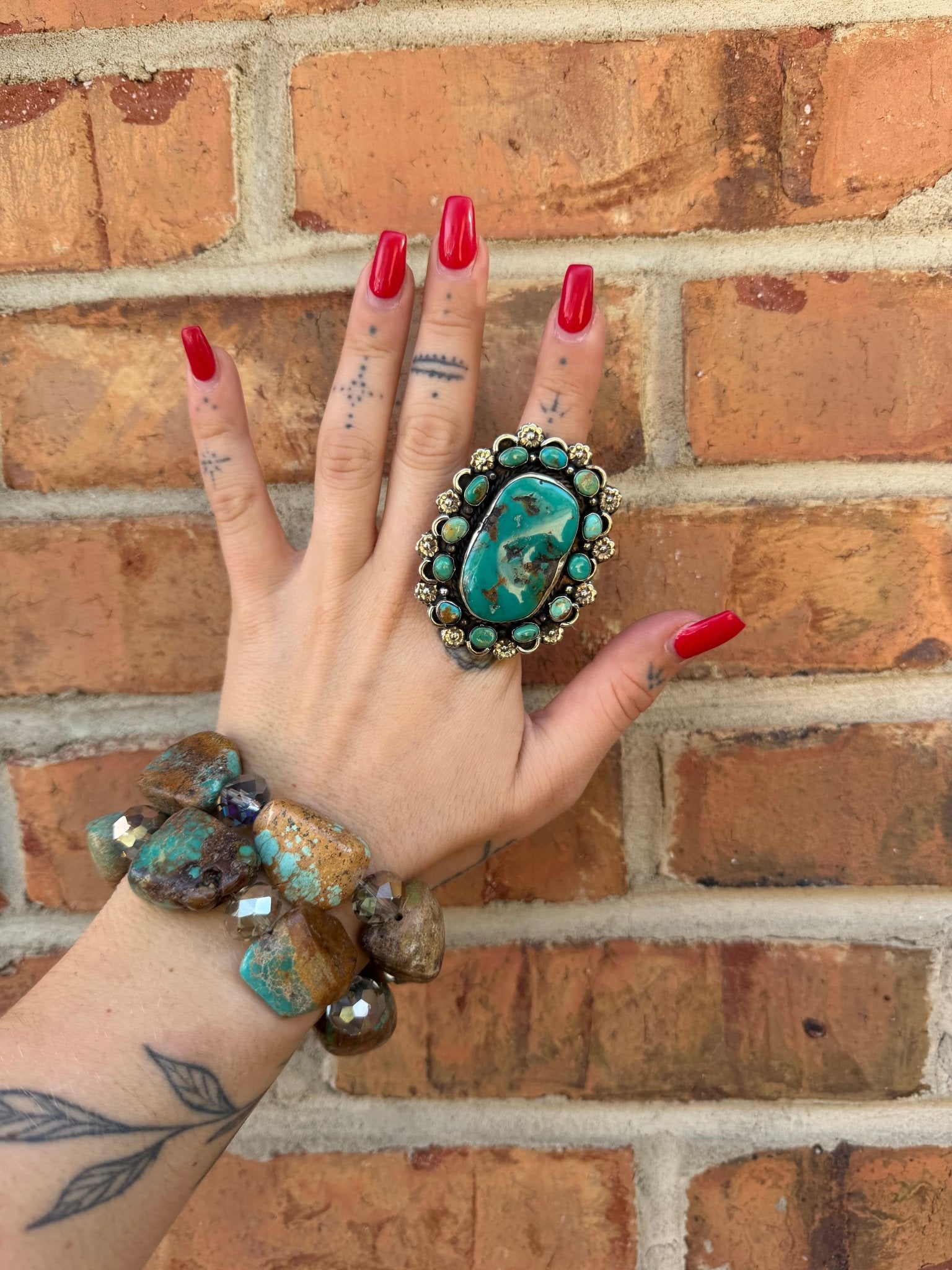 Chunky Turquoise on Turquoise Ring - ivyandlavyboutique ivyandlavyboutique