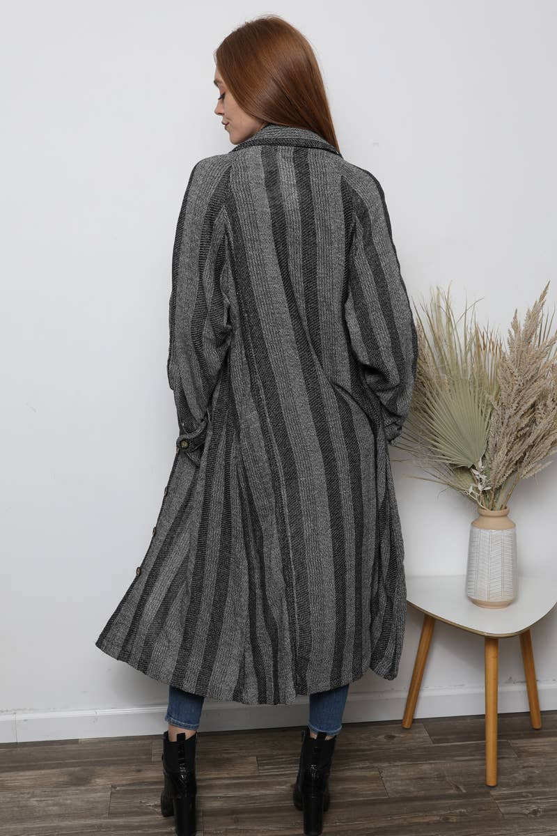 City Vibes Stripe Coat - ivyandlavyboutique ANGIE