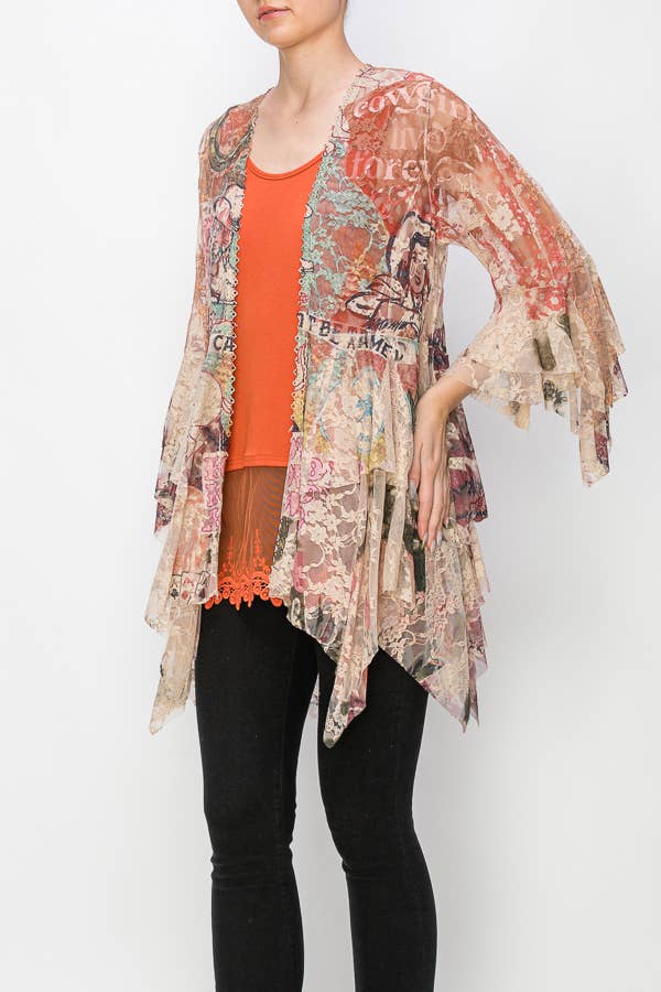 Classic All Lace Cardigan with Tiered Layers - ivyandlavyboutique Origami Apparel ~ Lace and Crochet inspired