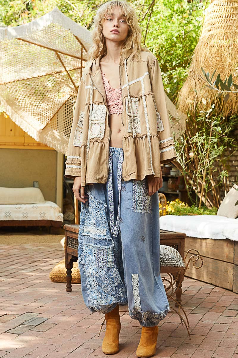 Coffee Date Patched Jacket - ivyandlavyboutique Pol Clothing