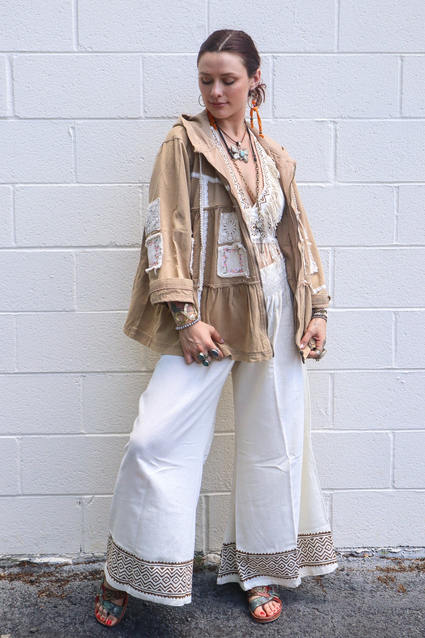 Coffee Date Patched Jacket - ivyandlavyboutique Pol Clothing