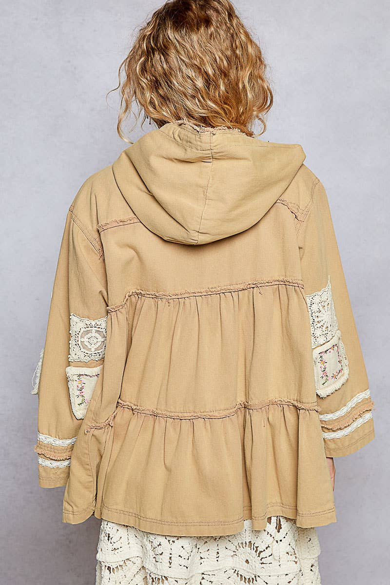 Coffee Date Patched Jacket - ivyandlavyboutique Pol Clothing