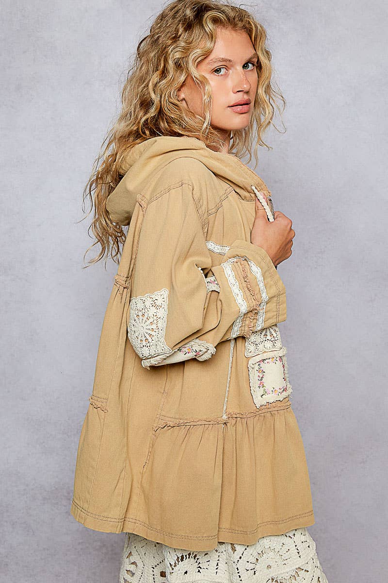 Coffee Date Patched Jacket - ivyandlavyboutique Pol Clothing