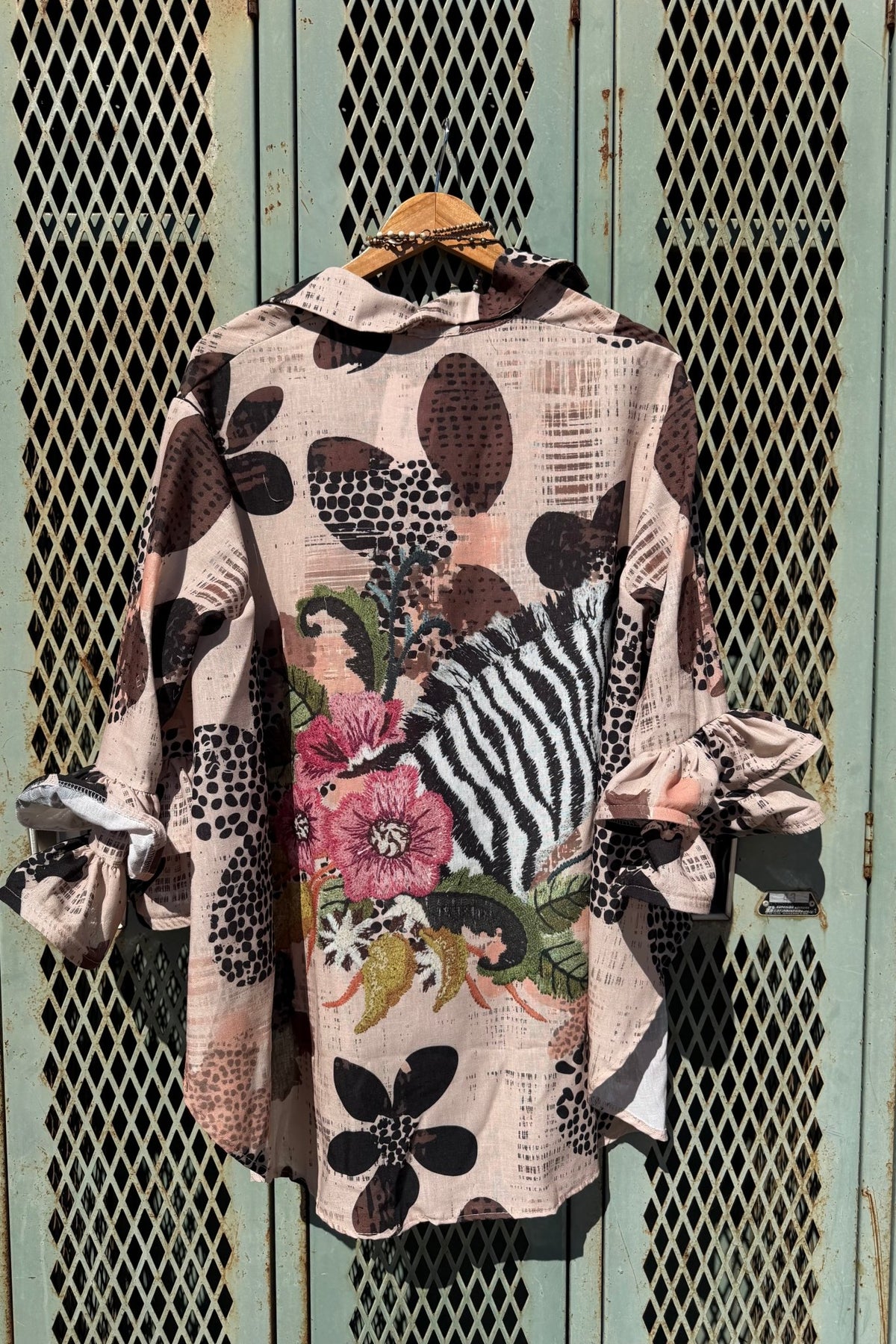 Collage Mania Button Down Shirt - ivyandlavyboutique LOOWIE