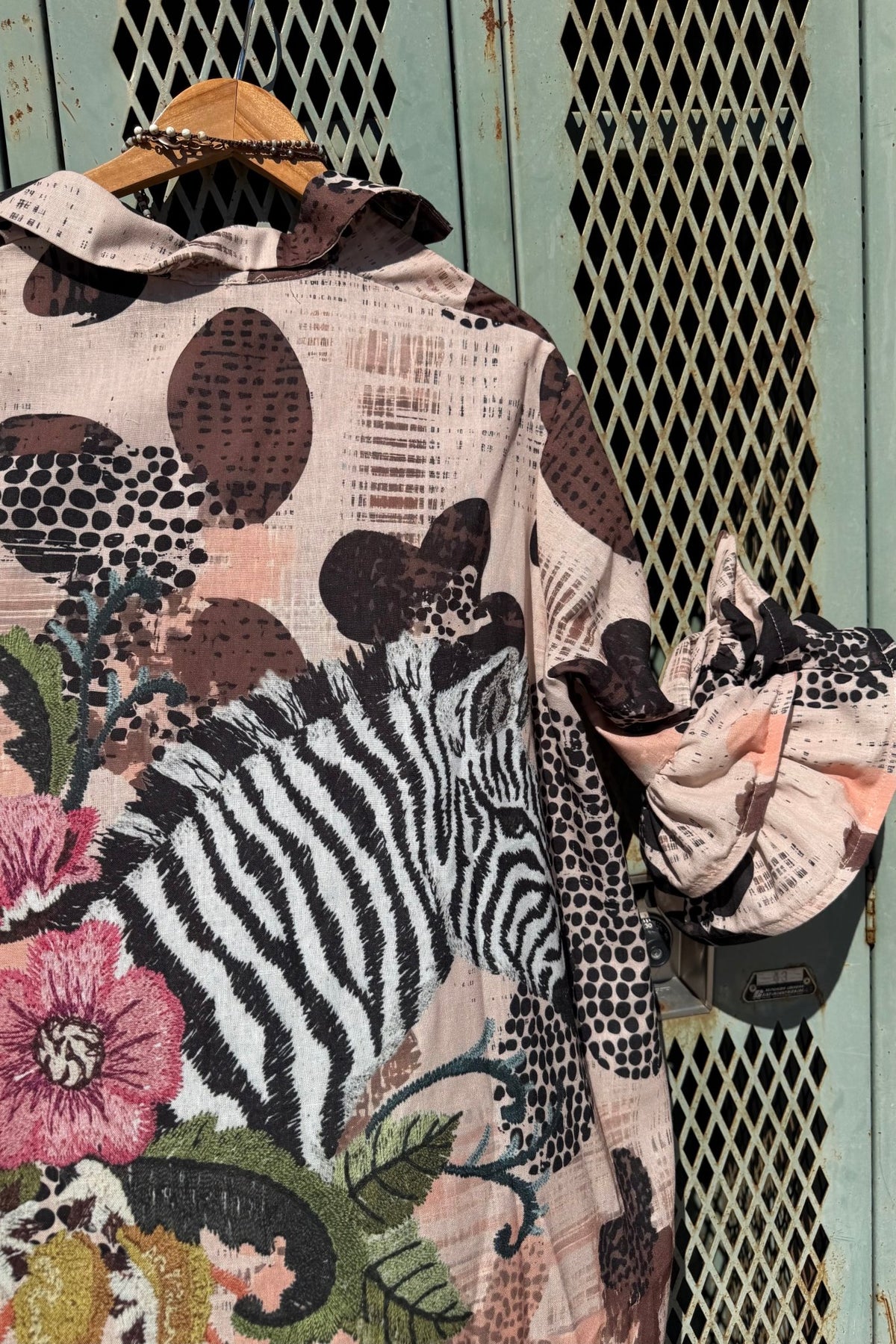 Collage Mania Button Down Shirt - ivyandlavyboutique LOOWIE