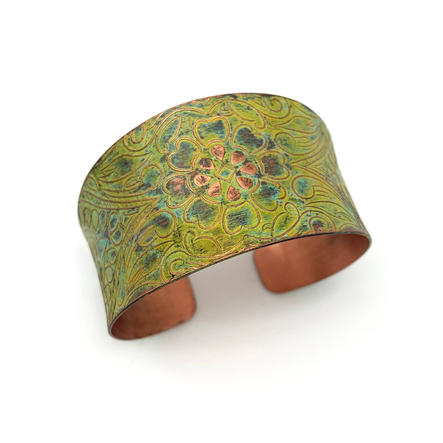 Copper Patina Bracelet - Light Green Floral - ivyandlavyboutique Anju Jewelry