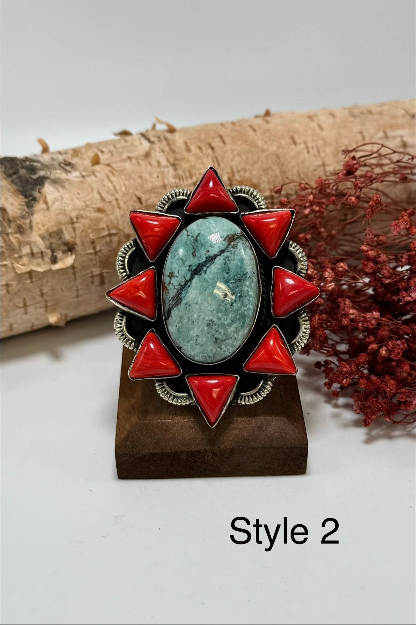 Coral Craze & Turquoise Ring - ivyandlavyboutique ivyandlavyboutique