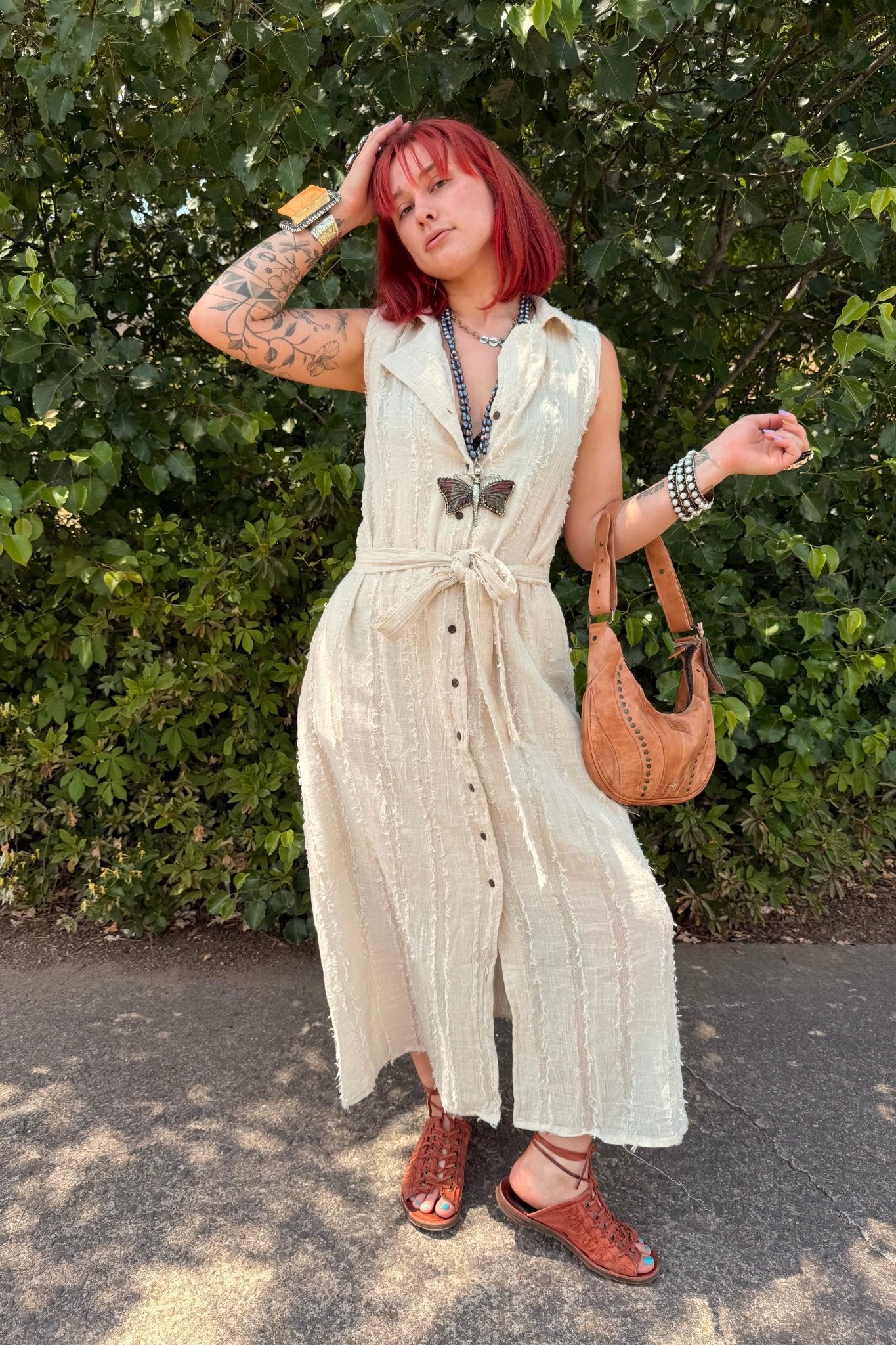 Cotton Button Front Dress/Vest - ivyandlavyboutique ivyandlavyboutique