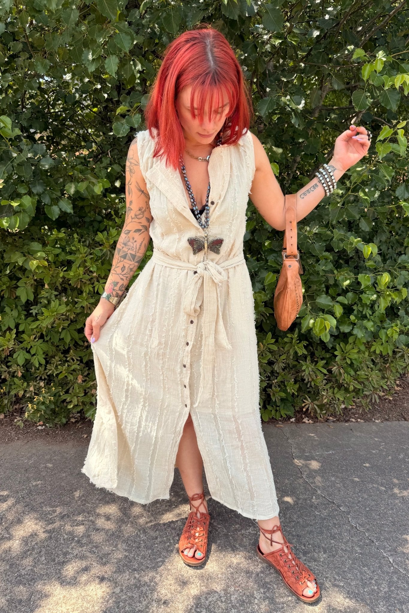Cotton Button Front Dress/Vest - ivyandlavyboutique ivyandlavyboutique
