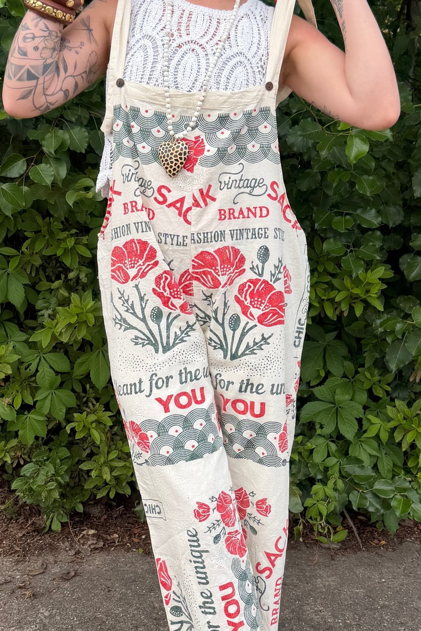 Cotton Jumpsuit in Roses - ivyandlavyboutique Kathmandu Imports