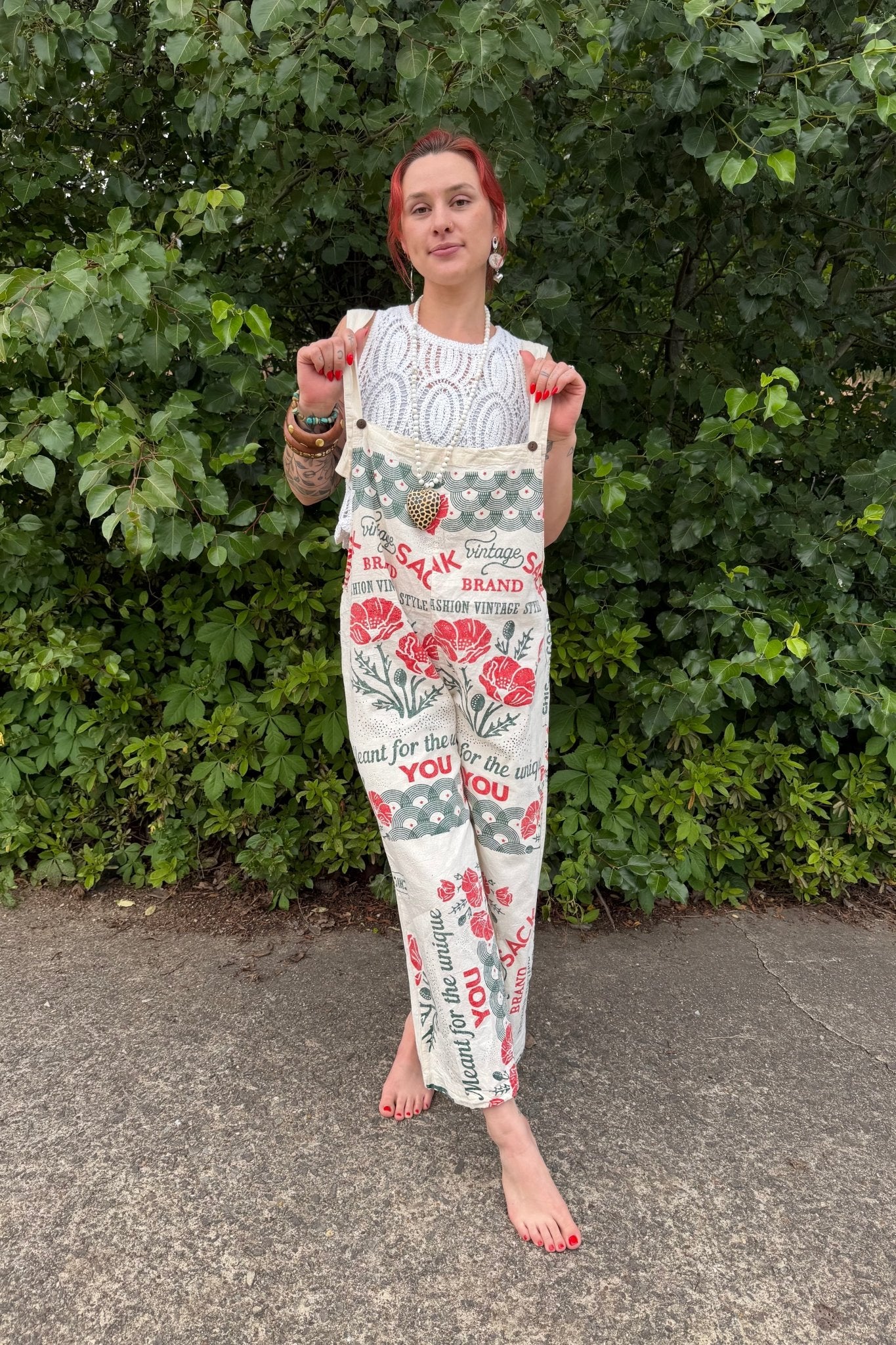 Cotton Jumpsuit in Roses - ivyandlavyboutique Kathmandu Imports