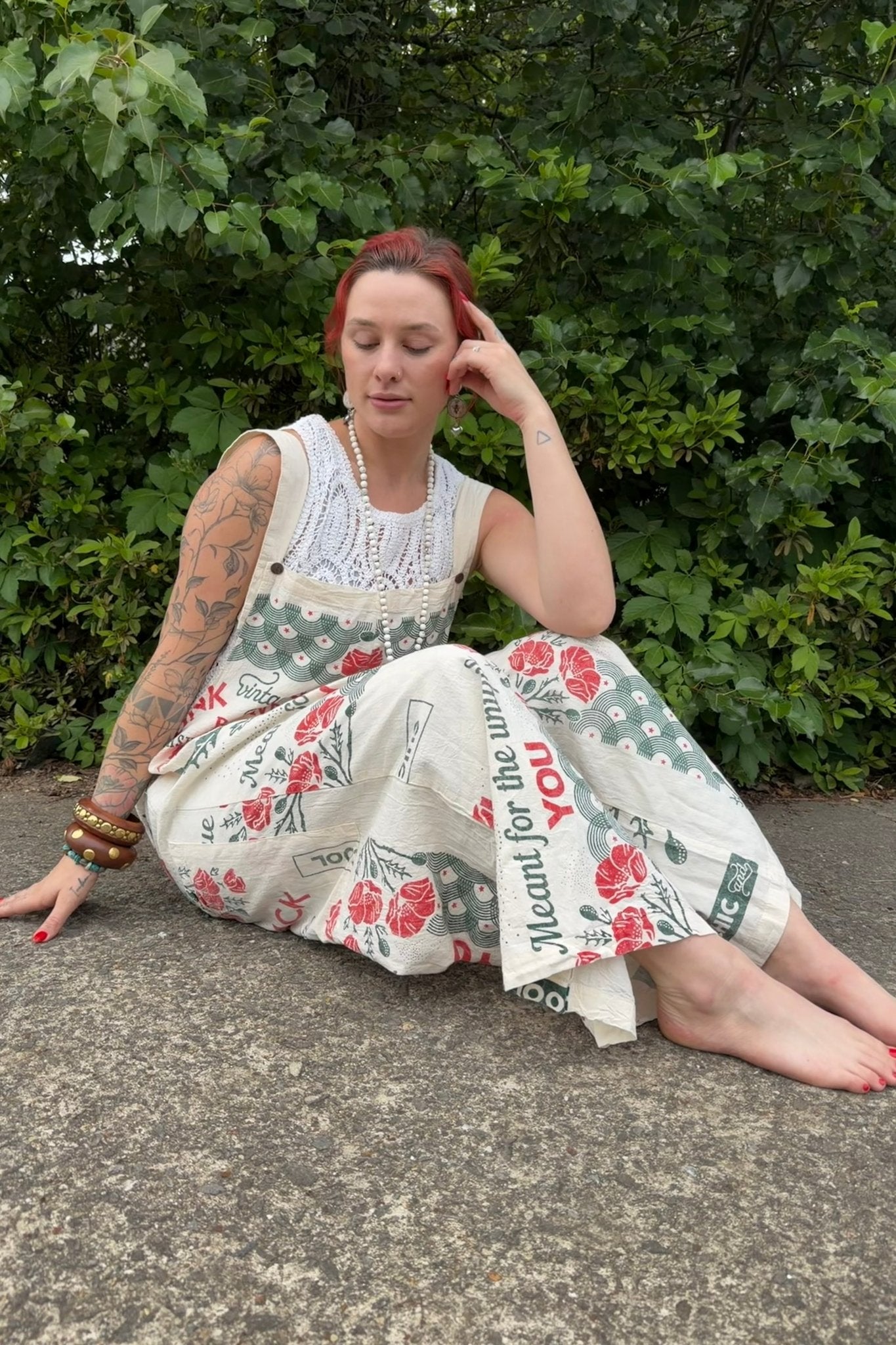Cotton Jumpsuit in Roses - ivyandlavyboutique Kathmandu Imports