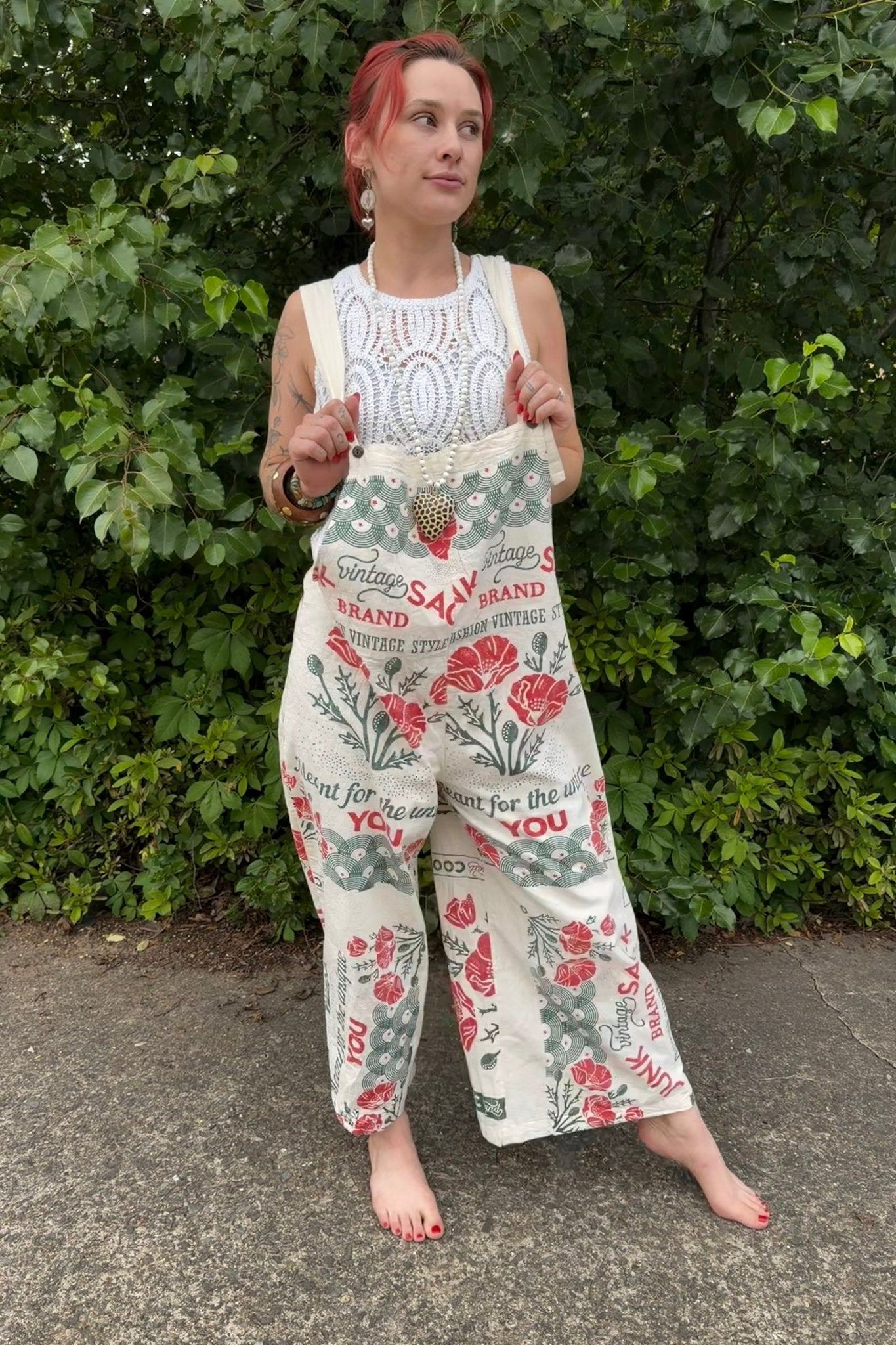 Cotton Jumpsuit in Roses - ivyandlavyboutique Kathmandu Imports