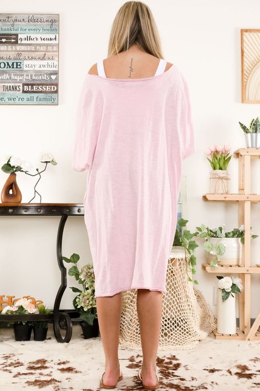 Cotton Slub Short Sleeve Front Detail Tunic - ivyandlavyboutique Blue Velvet