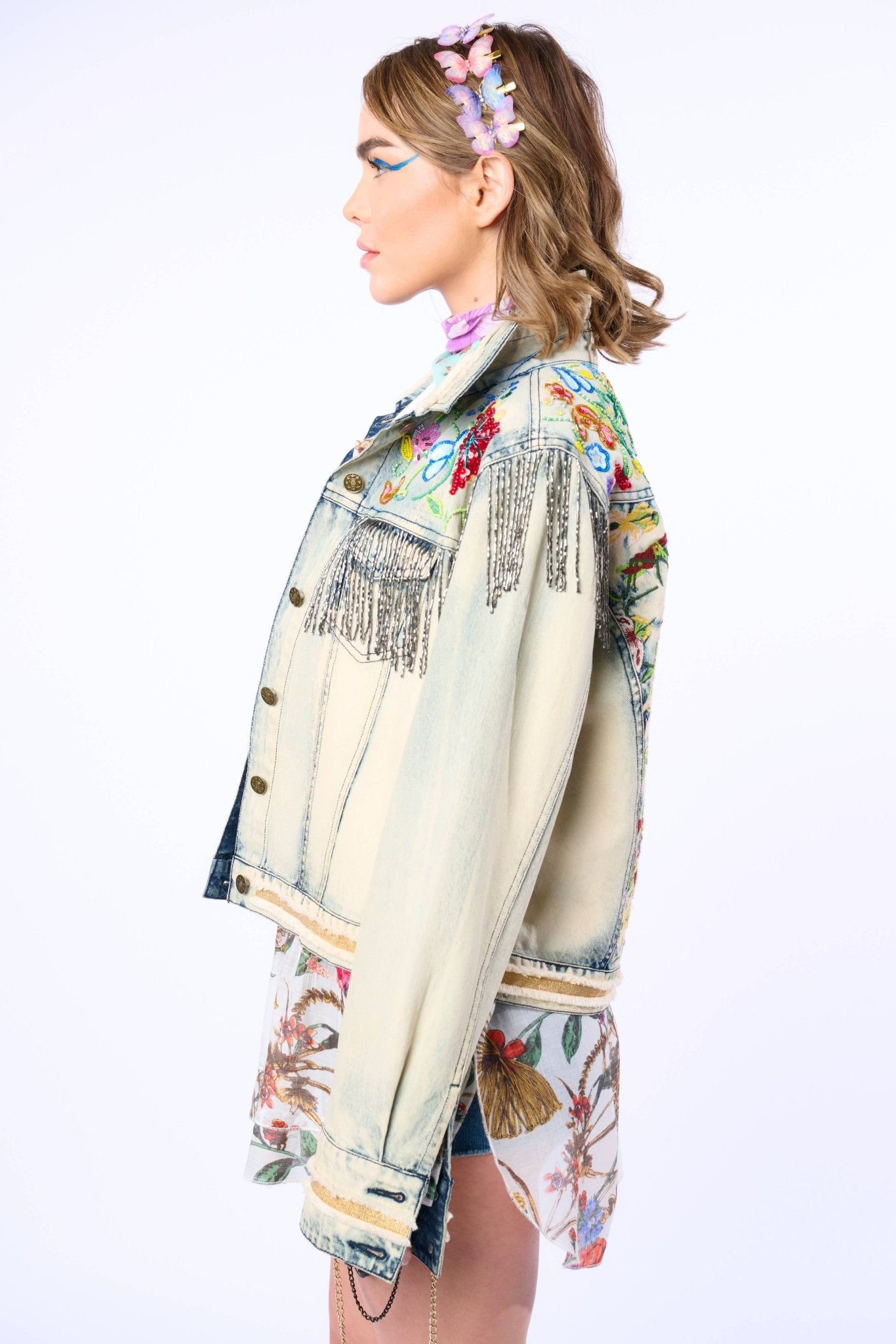 Country Queen Embellished Denim Jacket - ivyandlavyboutique Aratta