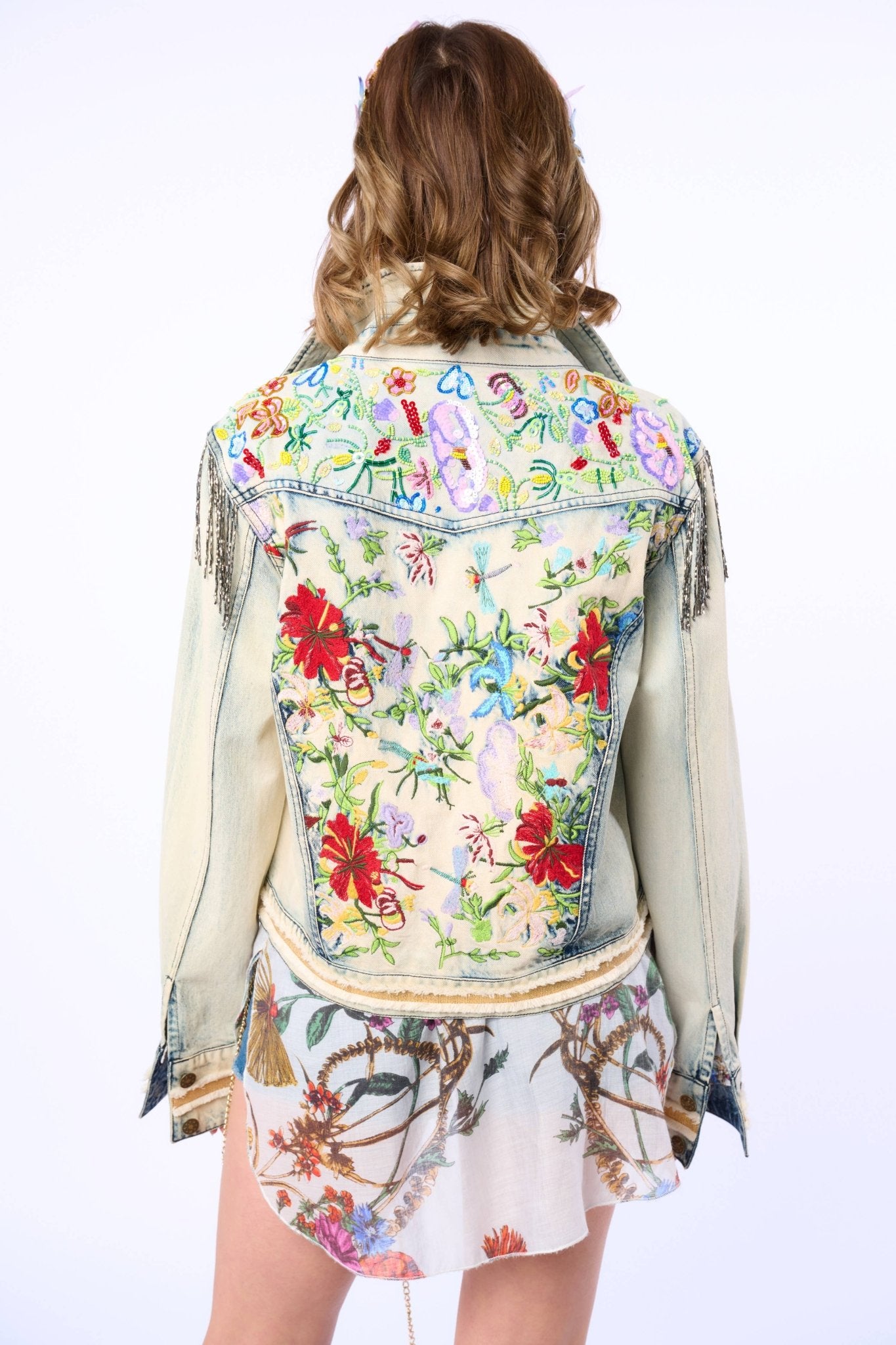 Country Queen Embellished Denim Jacket - ivyandlavyboutique Aratta