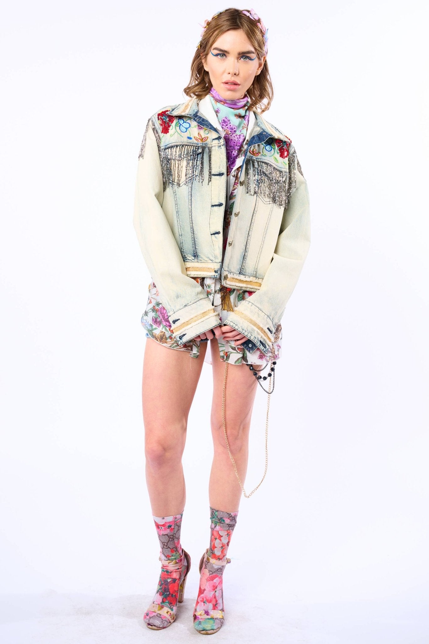 Country Queen Embellished Denim Jacket - ivyandlavyboutique Aratta