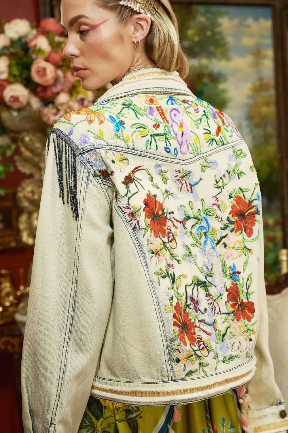 Country Queen Embellished Denim Jacket - ivyandlavyboutique Aratta