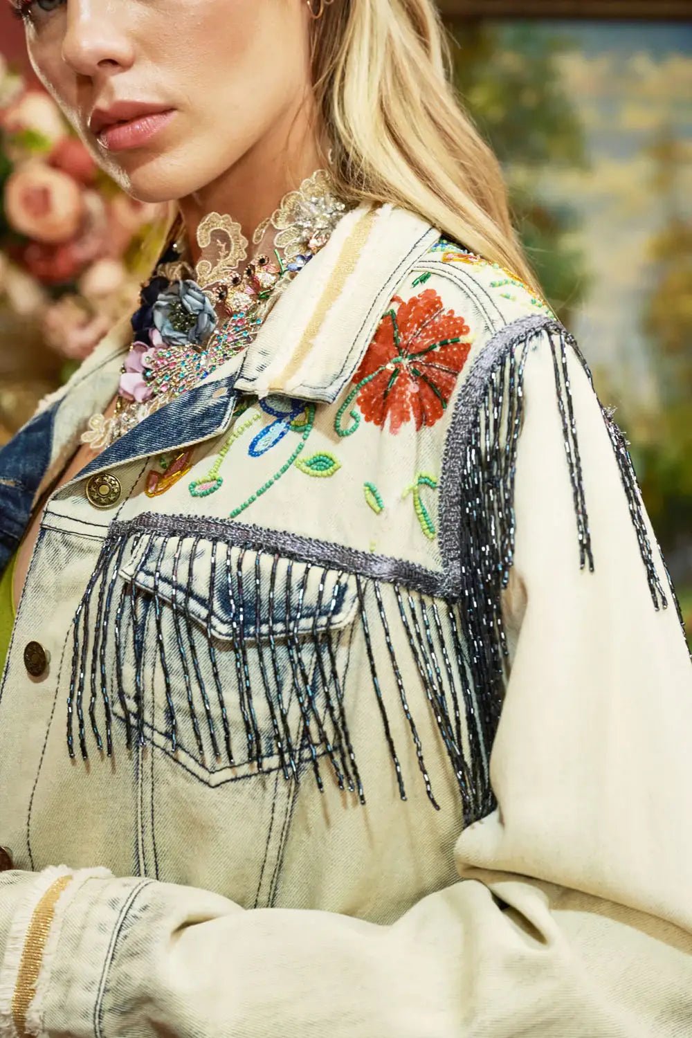 Country Queen Embellished Denim Jacket - ivyandlavyboutique Aratta