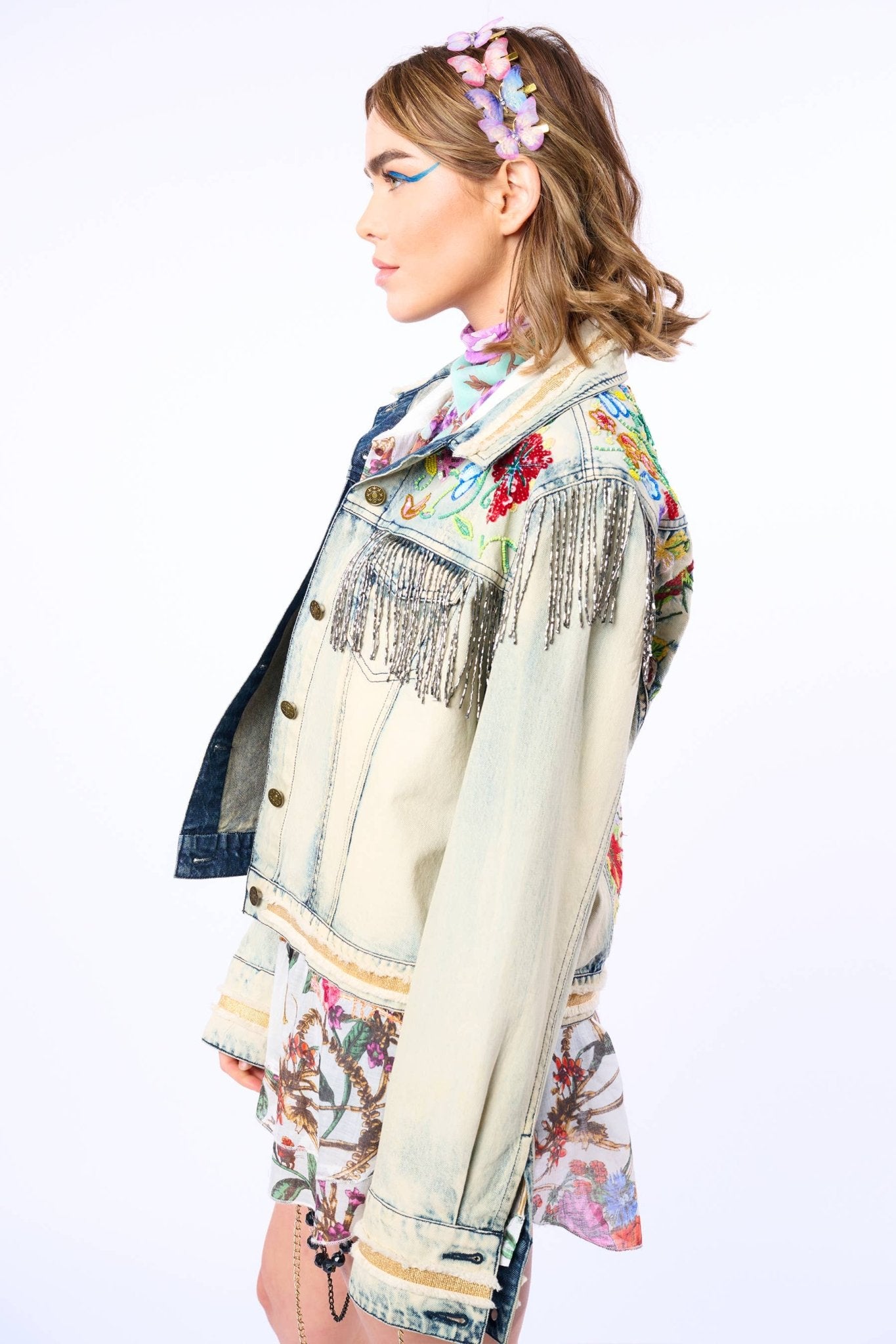 Country Queen Embellished Denim Jacket - ivyandlavyboutique Aratta