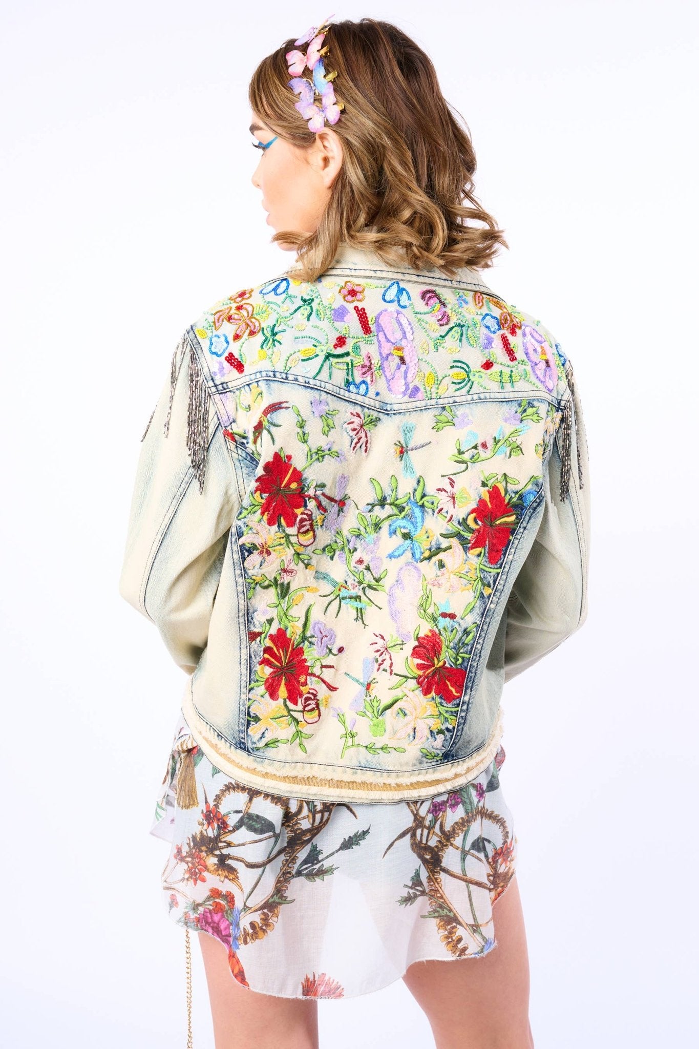 Country Queen Embellished Denim Jacket - ivyandlavyboutique Aratta