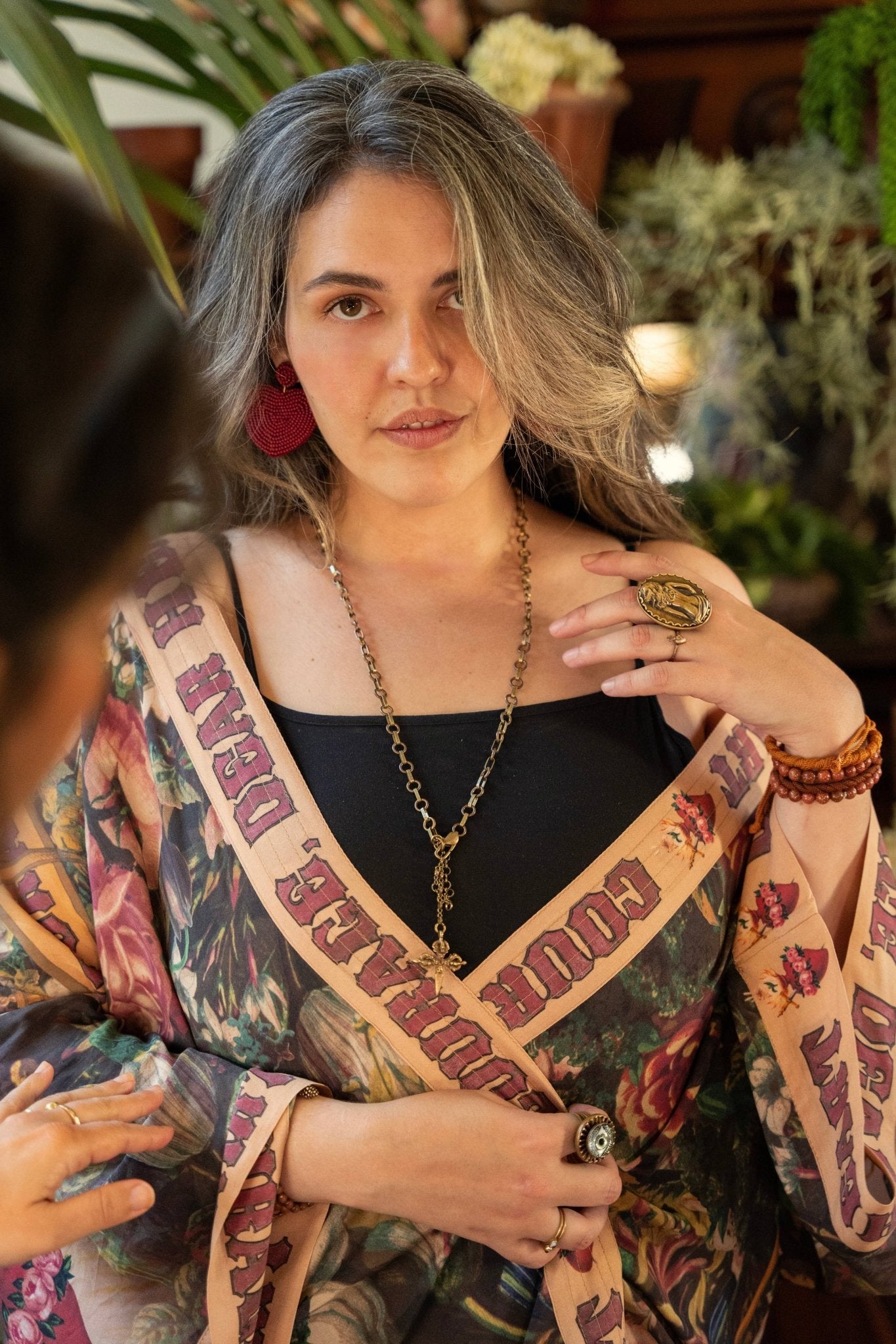 Courage Dear Heart Opera Duster Kimono Robe w/ Sacred Heart - ivyandlavyboutique Market of Stars