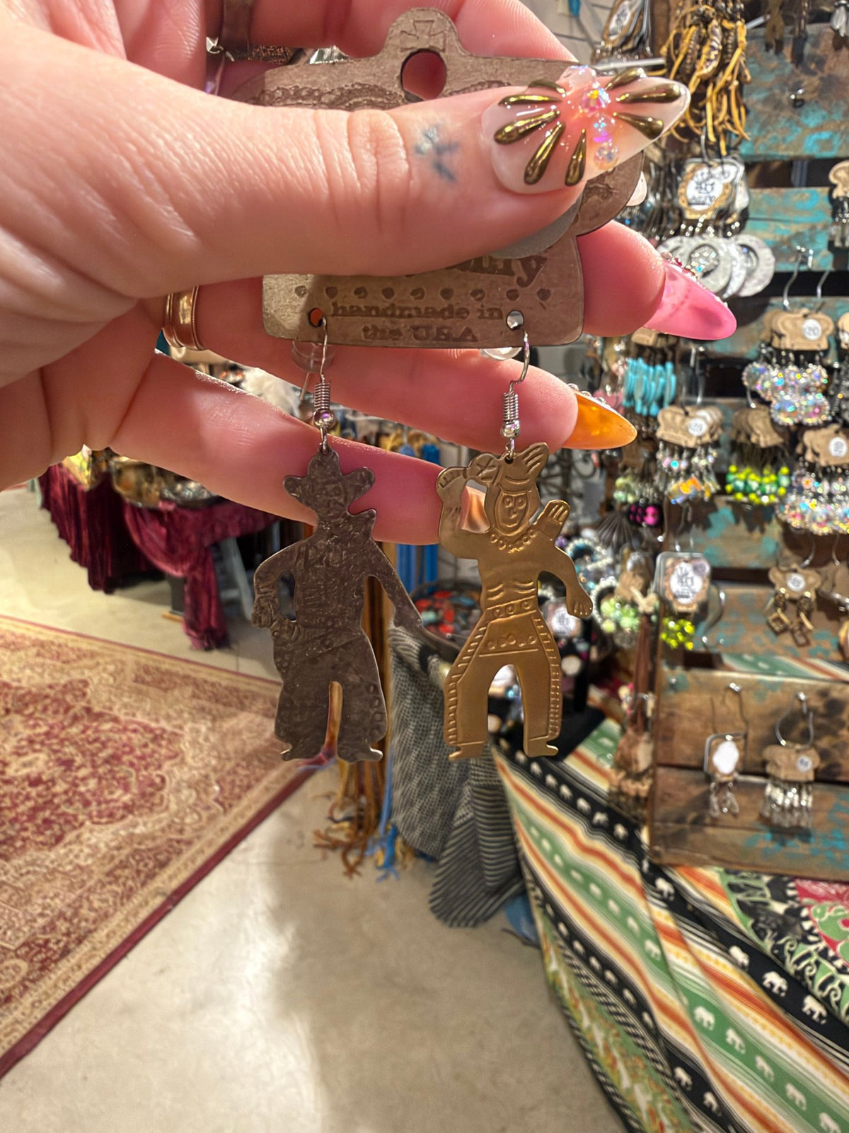 Cowboy Earrings - Boho Wanderlust Boutique Art by Amy