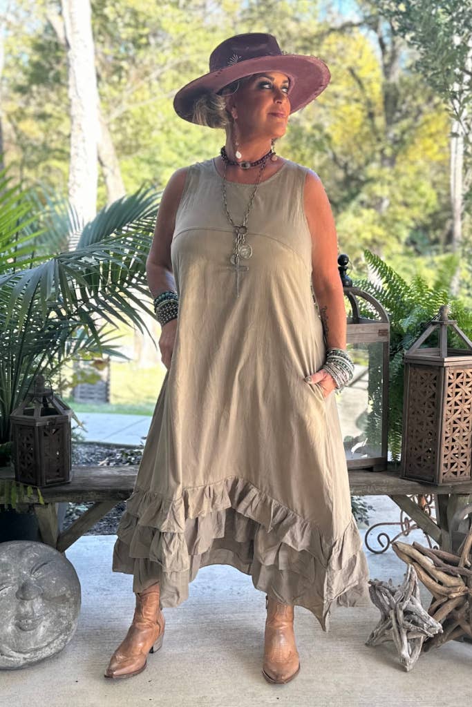 Create Change Dress & Overlay - Vintage Olive - ivyandlavyboutique Jaded Gypsy
