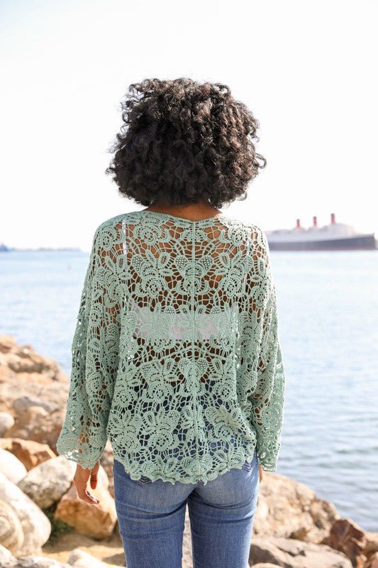 Crochet Floral Petal Kimono Wrap - ivyandlavyboutique Leto Accessories