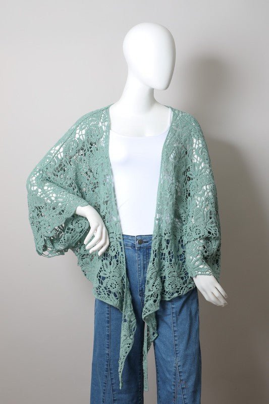 Crochet Floral Petal Kimono Wrap - ivyandlavyboutique Leto Accessories