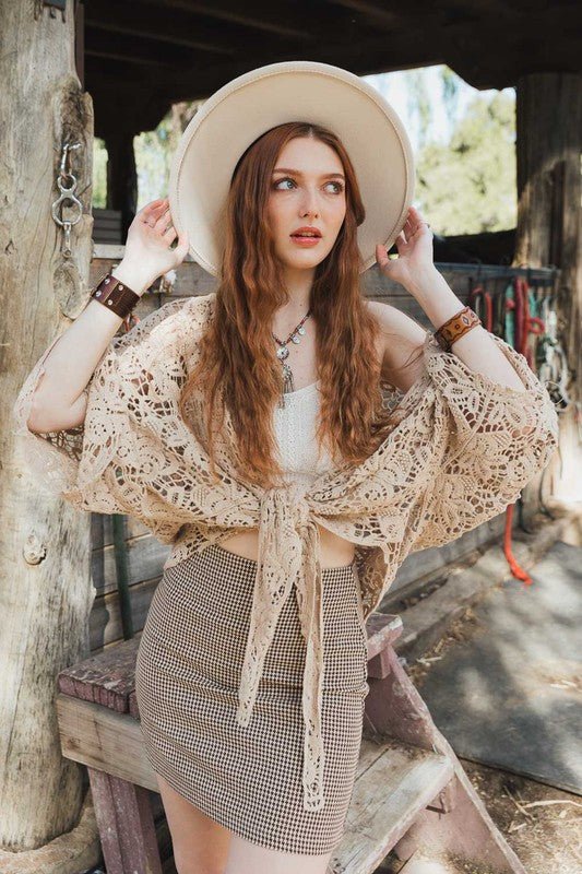 Crochet Floral Petal Kimono Wrap - ivyandlavyboutique Leto Accessories