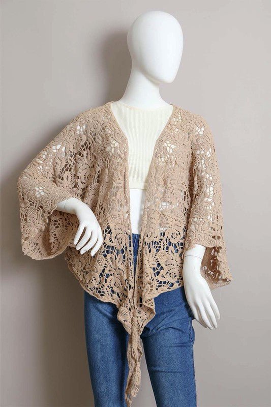 Crochet Floral Petal Kimono Wrap - ivyandlavyboutique Leto Accessories