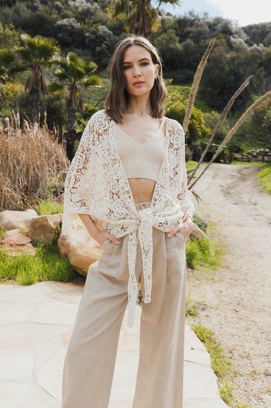 Crochet Floral Petal Kimono Wrap - ivyandlavyboutique Leto Accessories